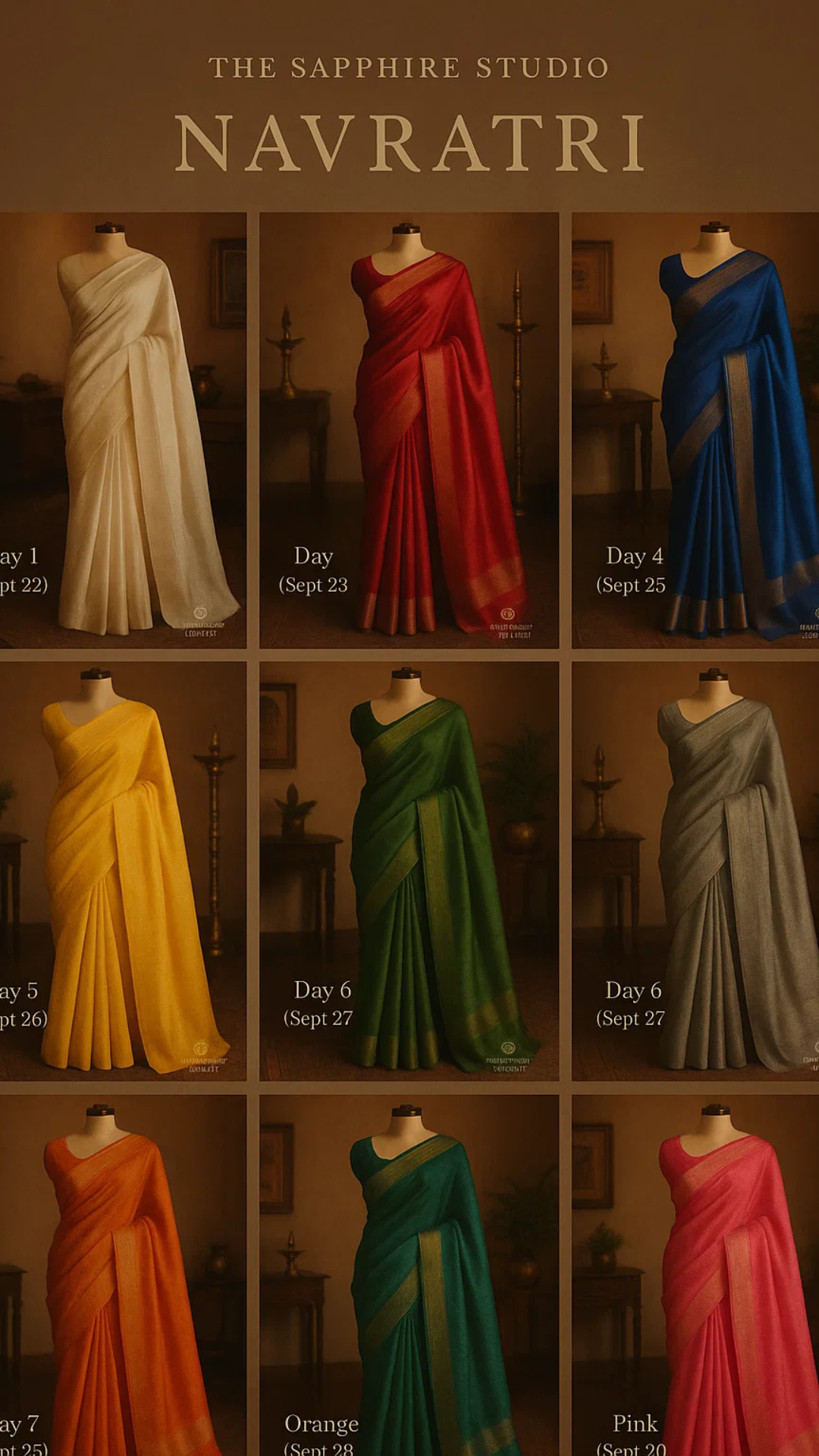 Navratri 2025: 9 Days, 9 Colors – Celebrate in Style with The Sapphire Studio