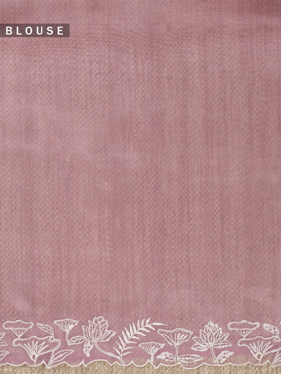 Lavender Whisper Hand-Embroidered Organza Saree