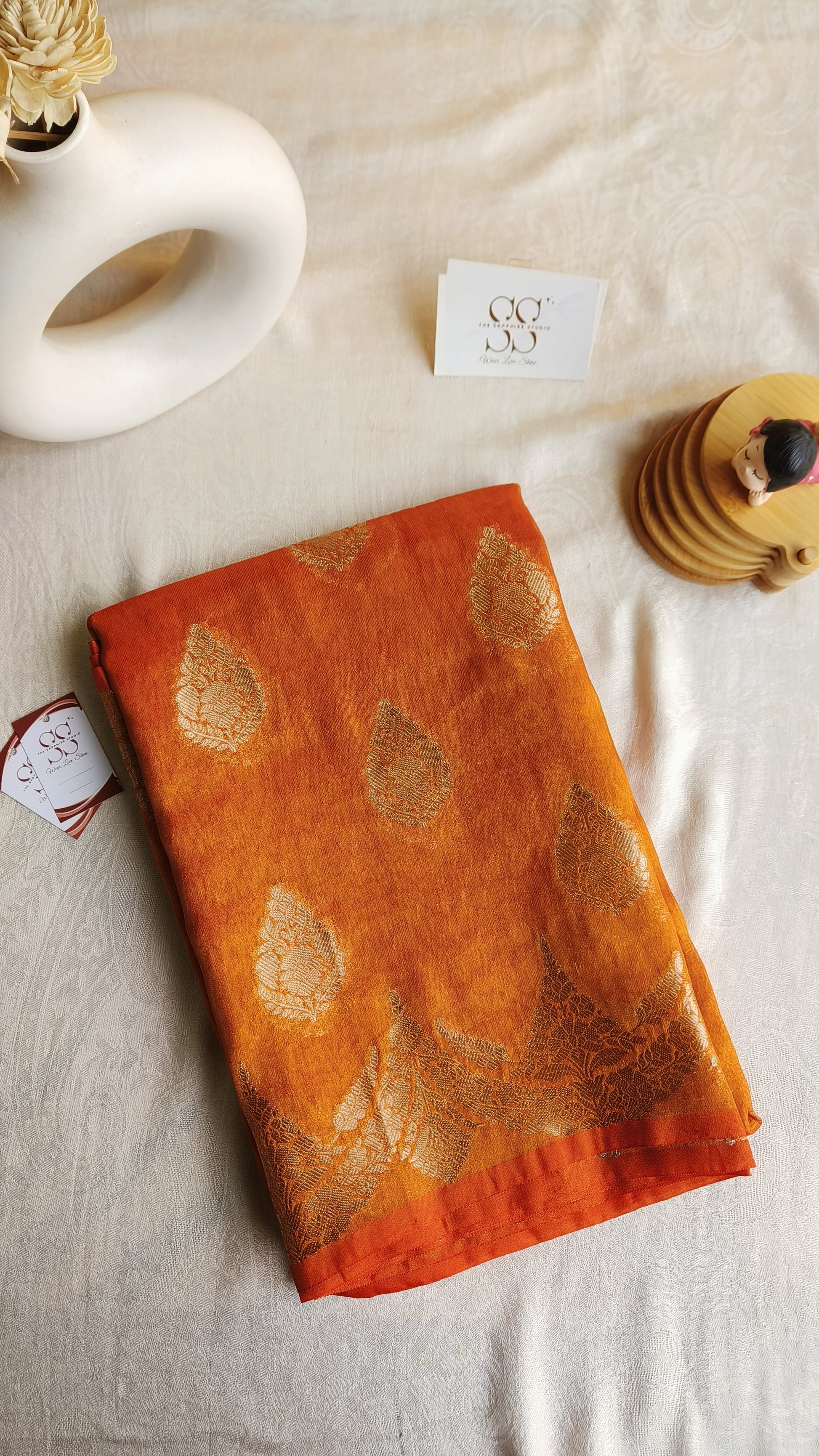 Banarasi Tissue Saree - Orange