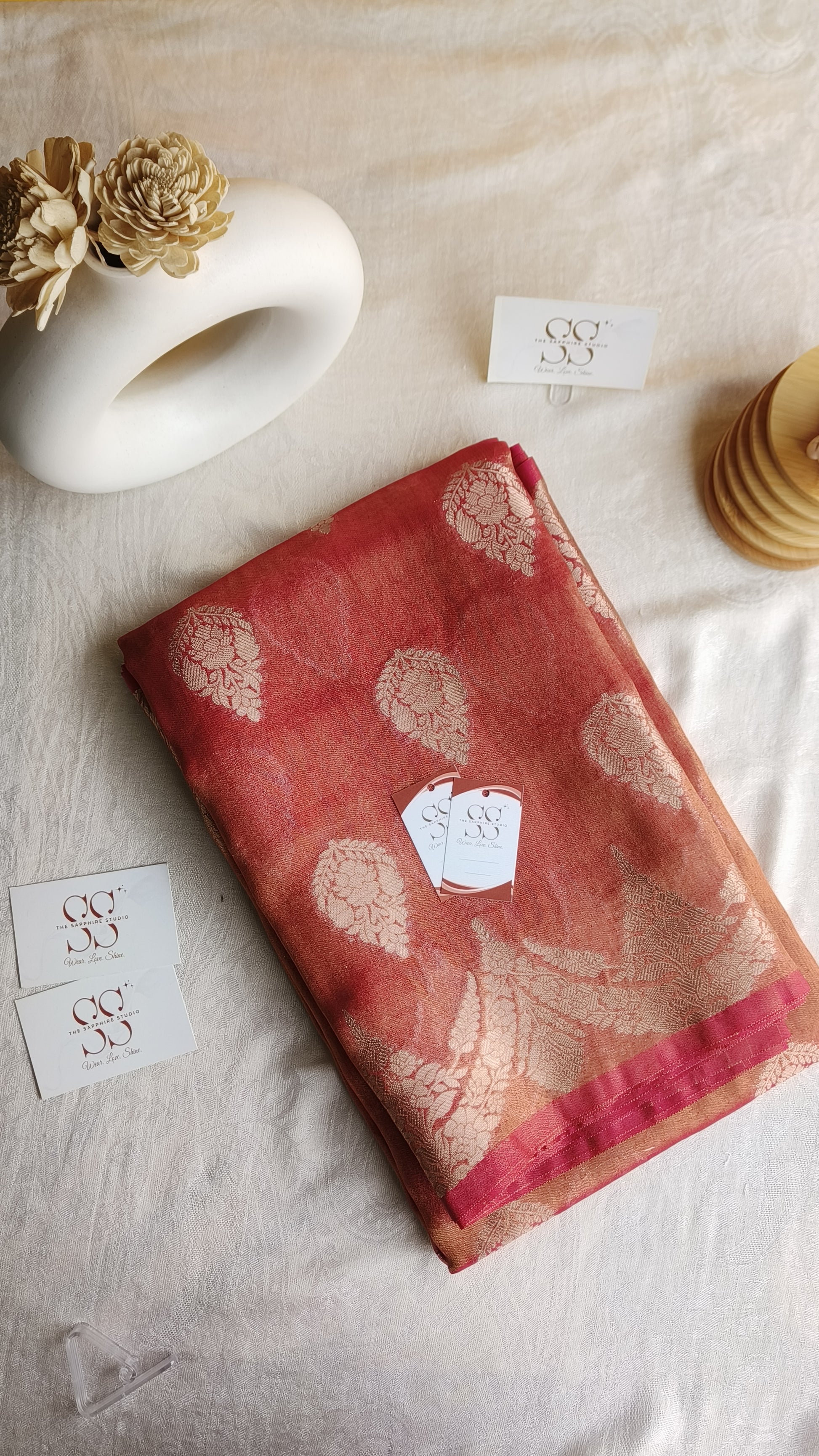 Banarasi Tissue Saree - Bright Pink