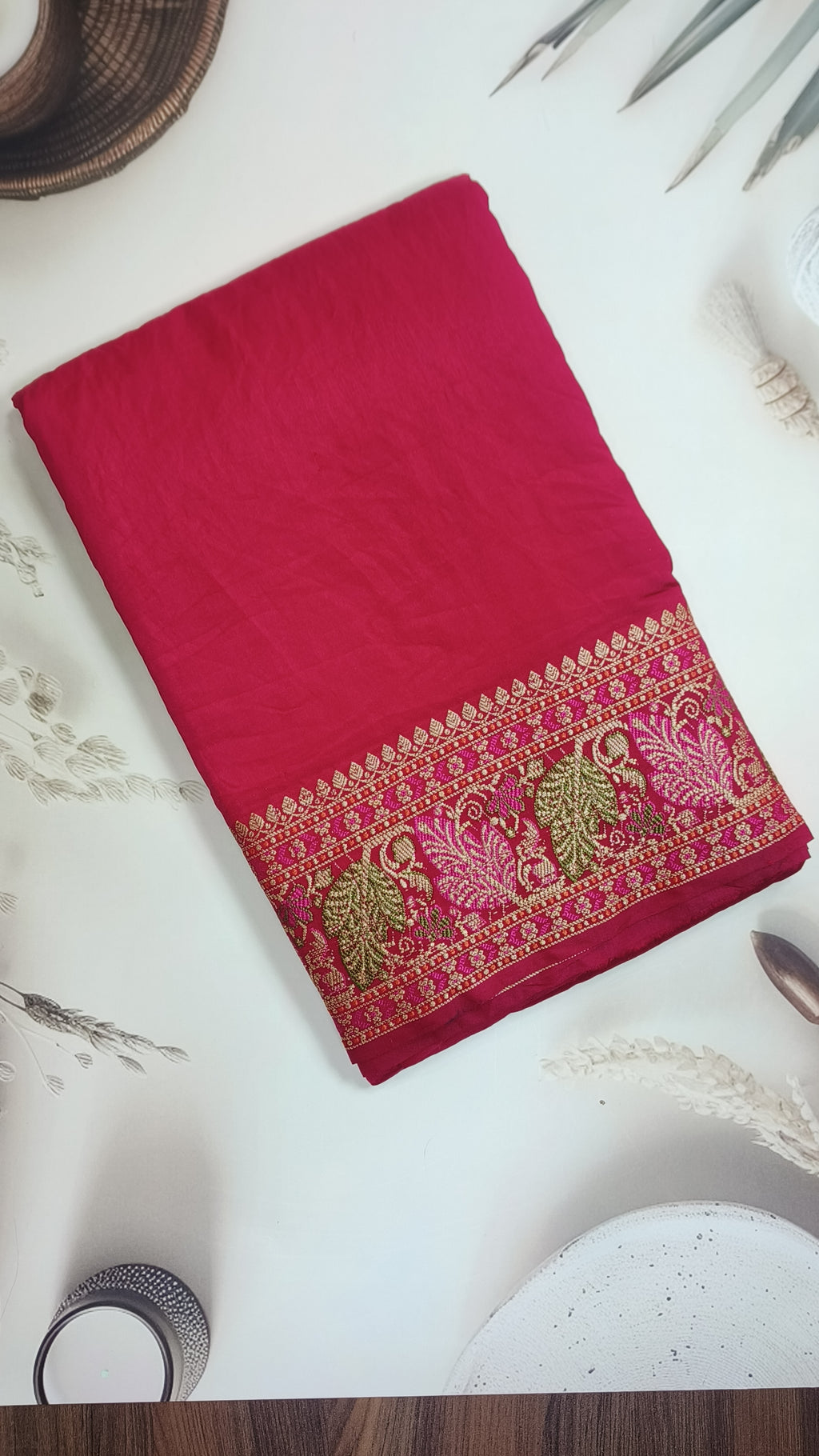 Rani Pink Banarasi Georgette Saree