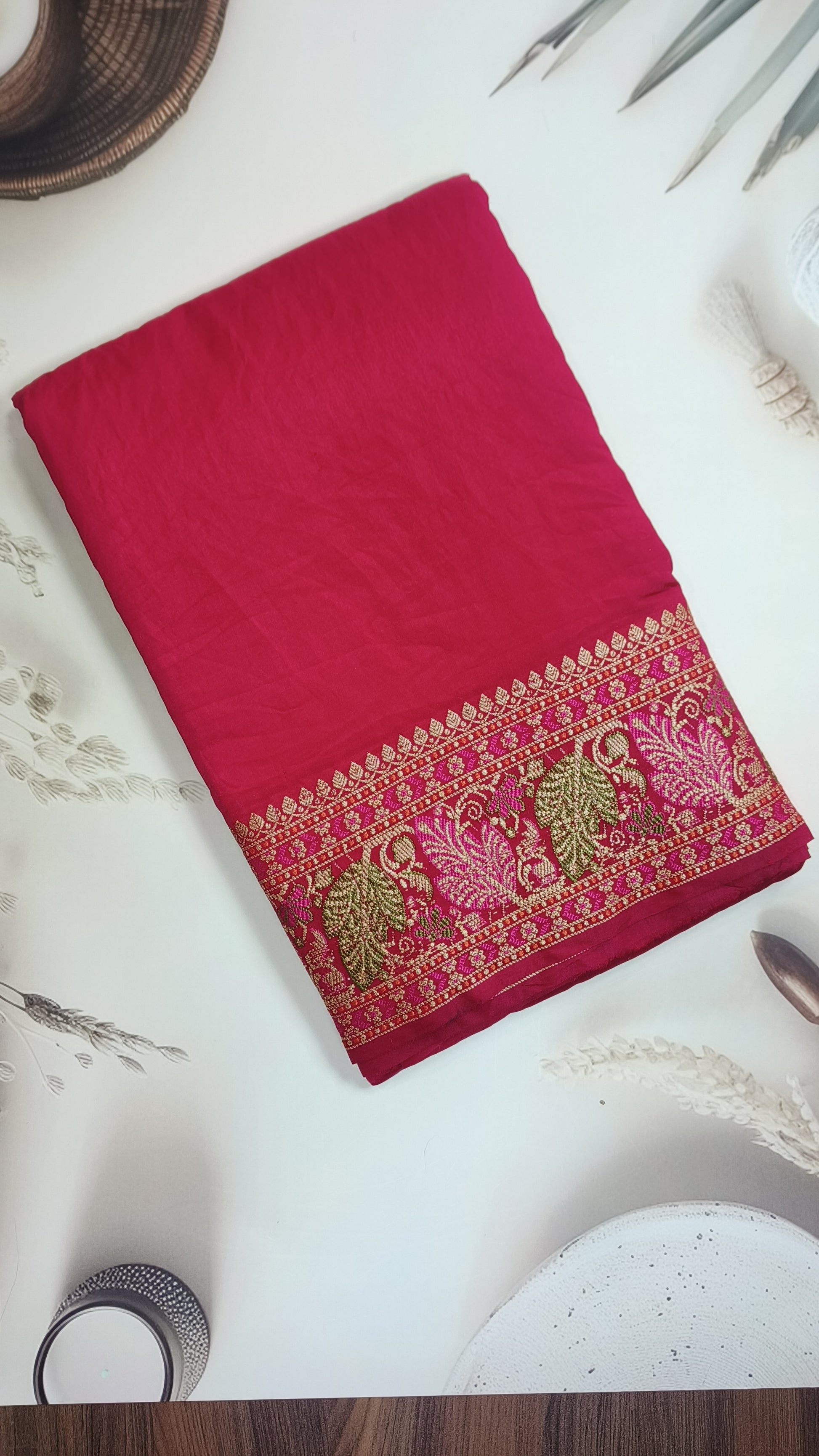 Rani Pink Banarasi Georgette Saree