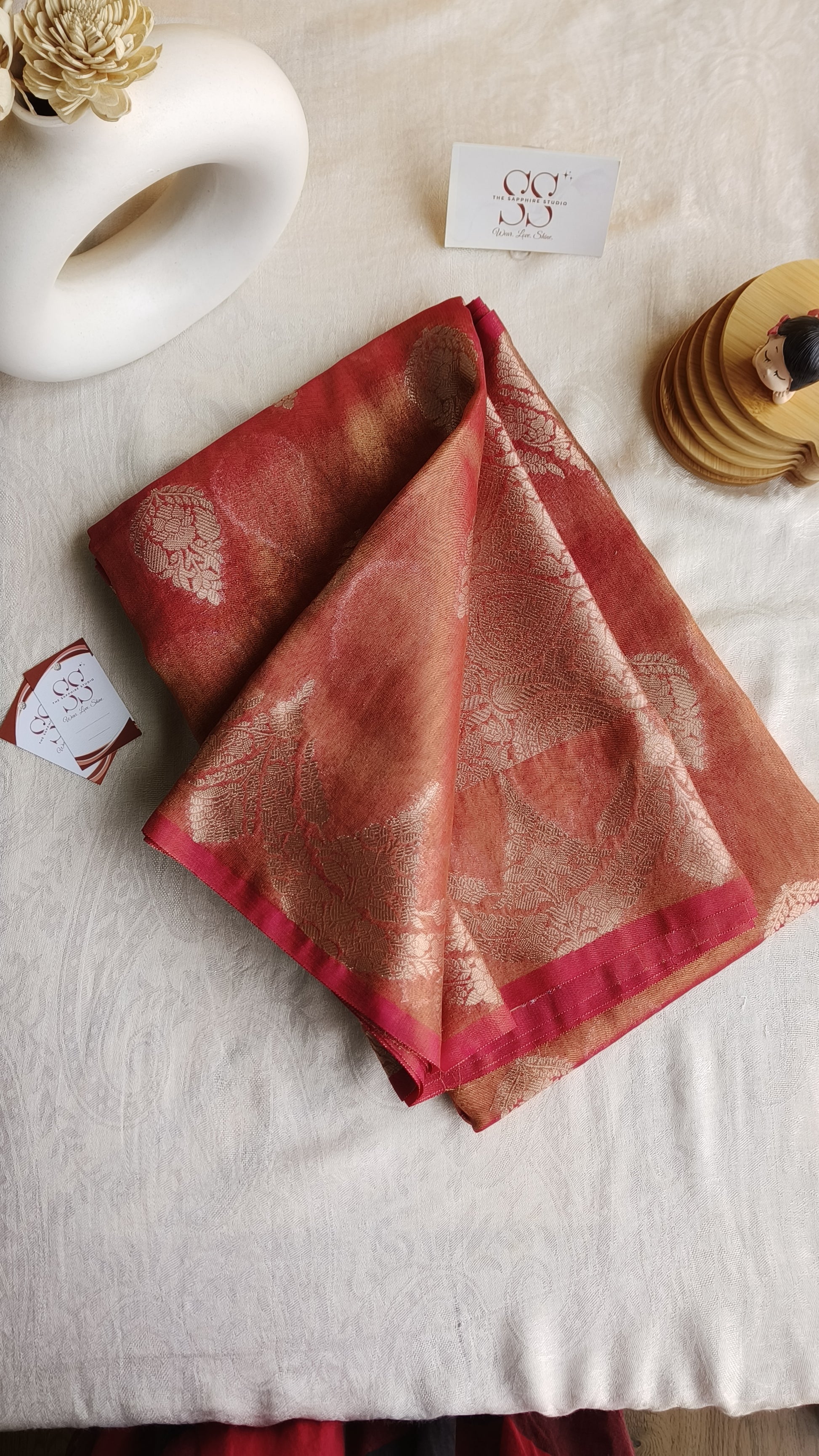 Banarasi Tissue Saree - Bright Pink