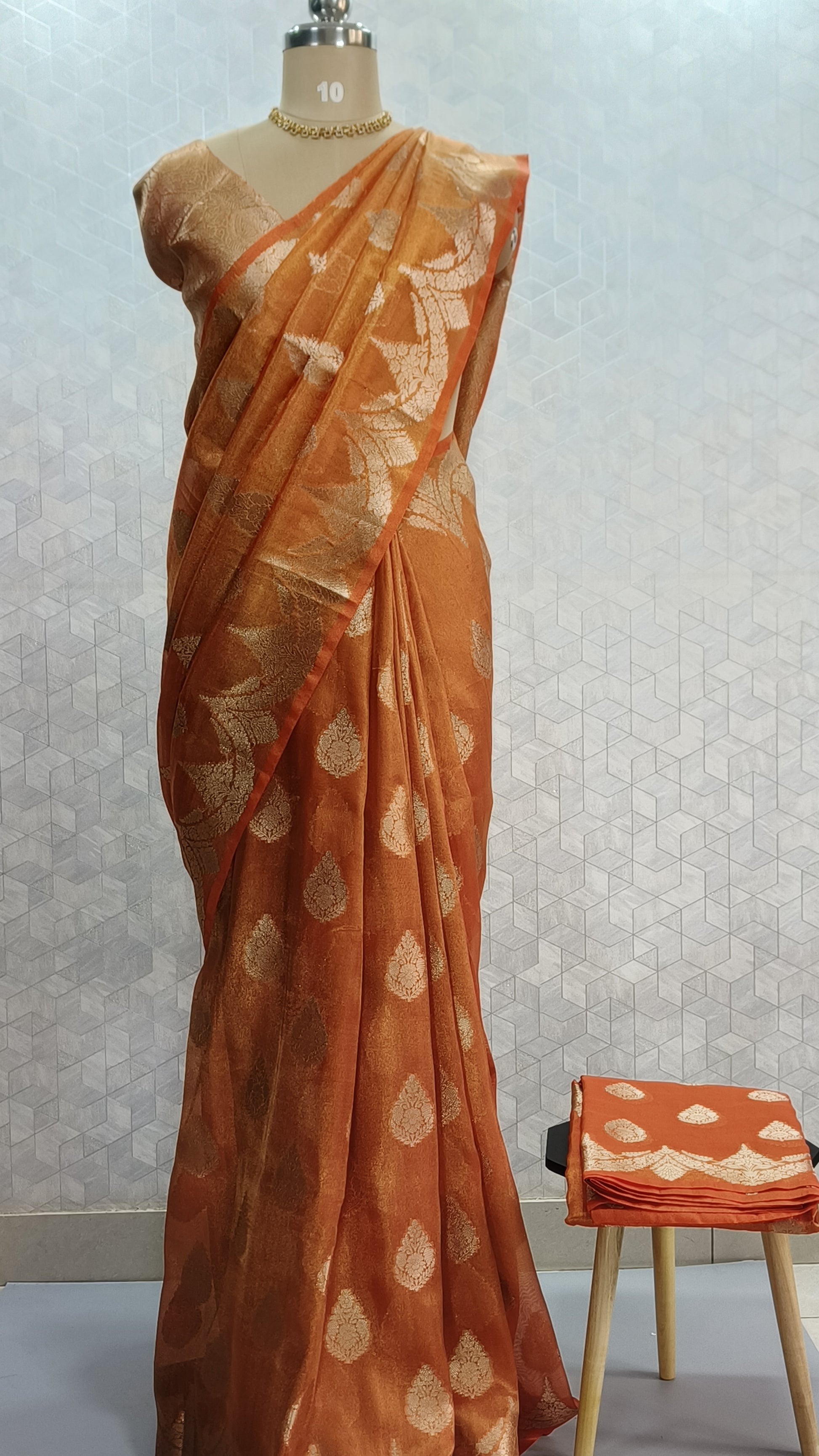 Banarasi Tissue Saree - Orange