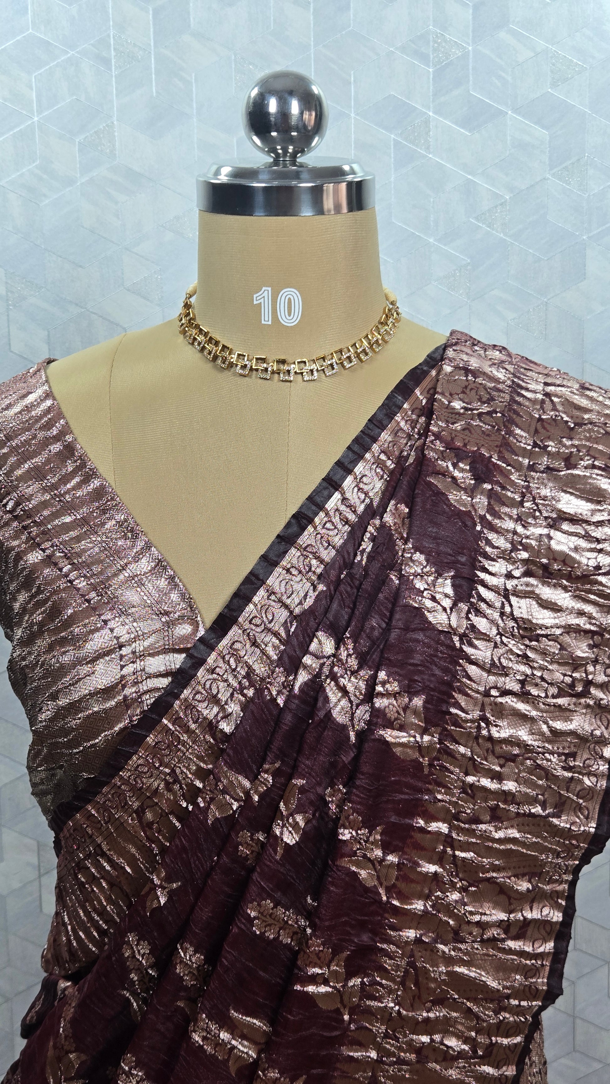 Maroon Crushed Banarasi Saree – Lightweight, Textured & Elegant