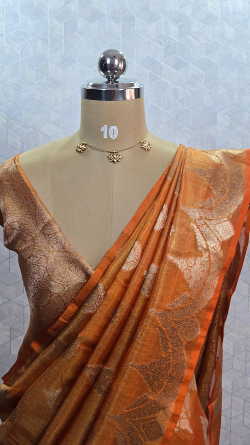 Banarasi Tissue Saree - Orange