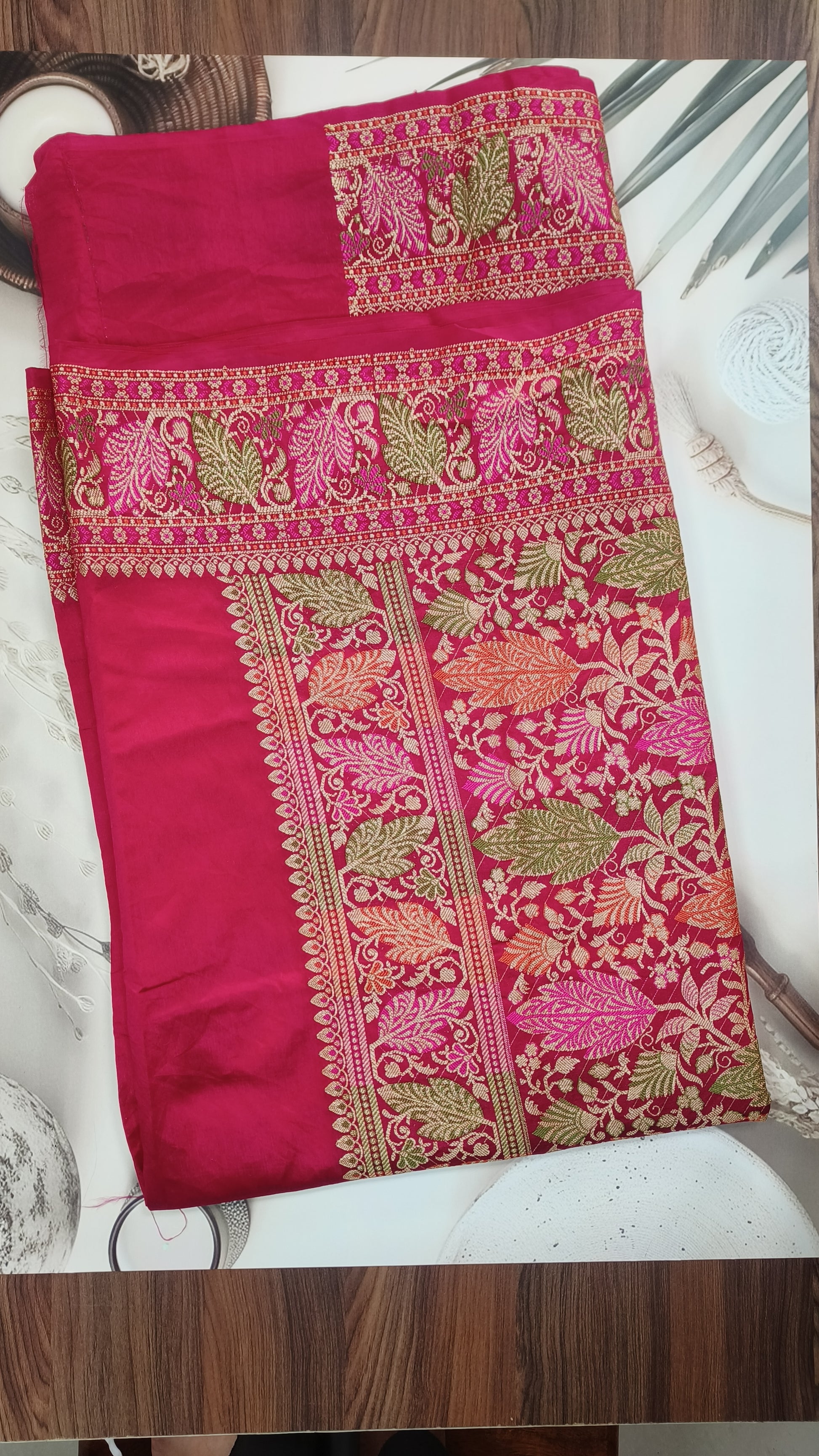 Rani Pink Banarasi Georgette Saree