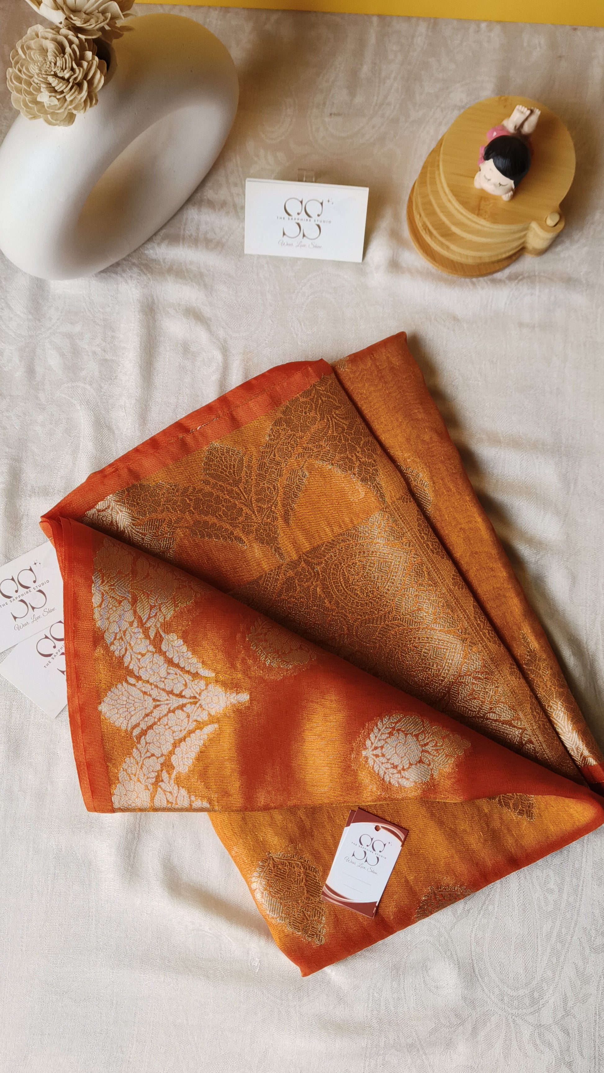 Banarasi Tissue Saree - Orange