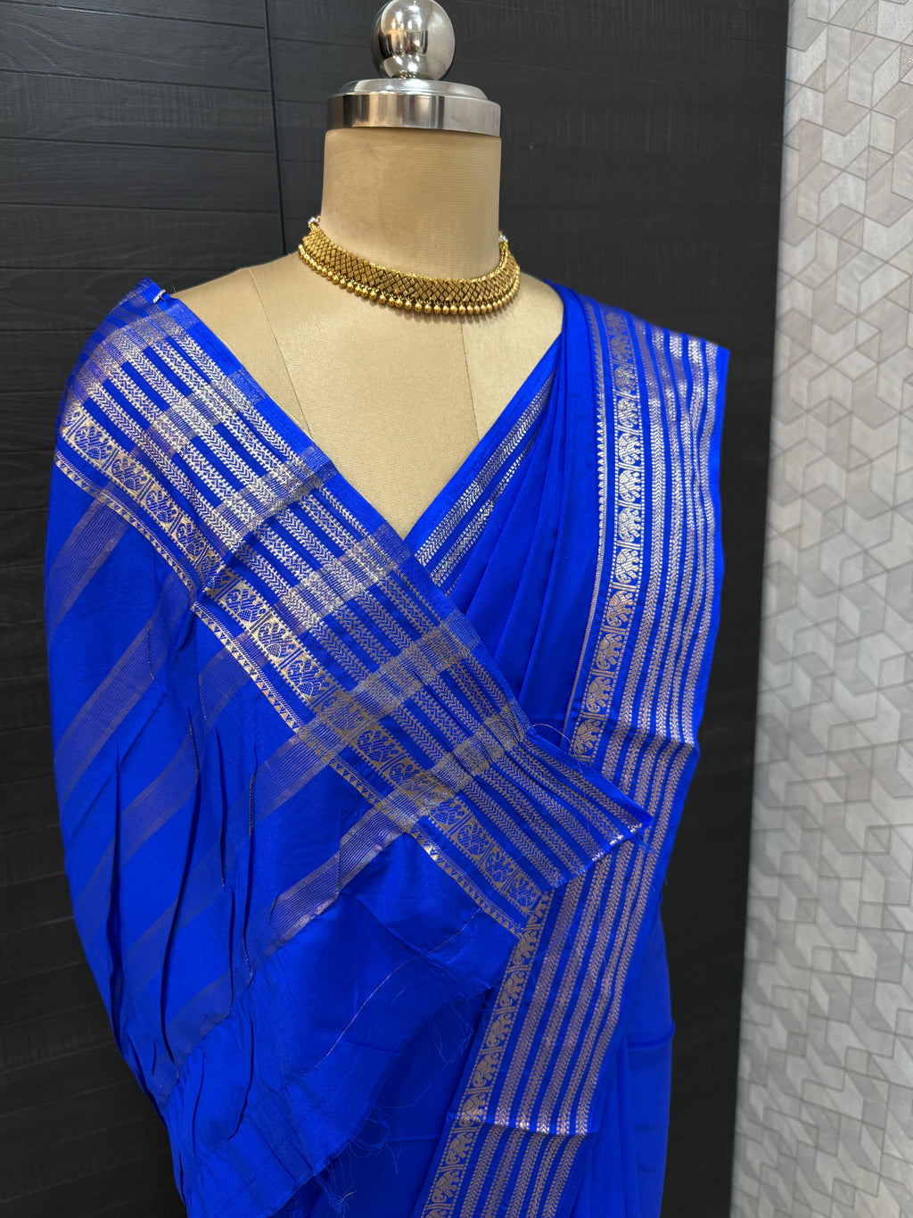Mysore Semi crepe saree - Blue