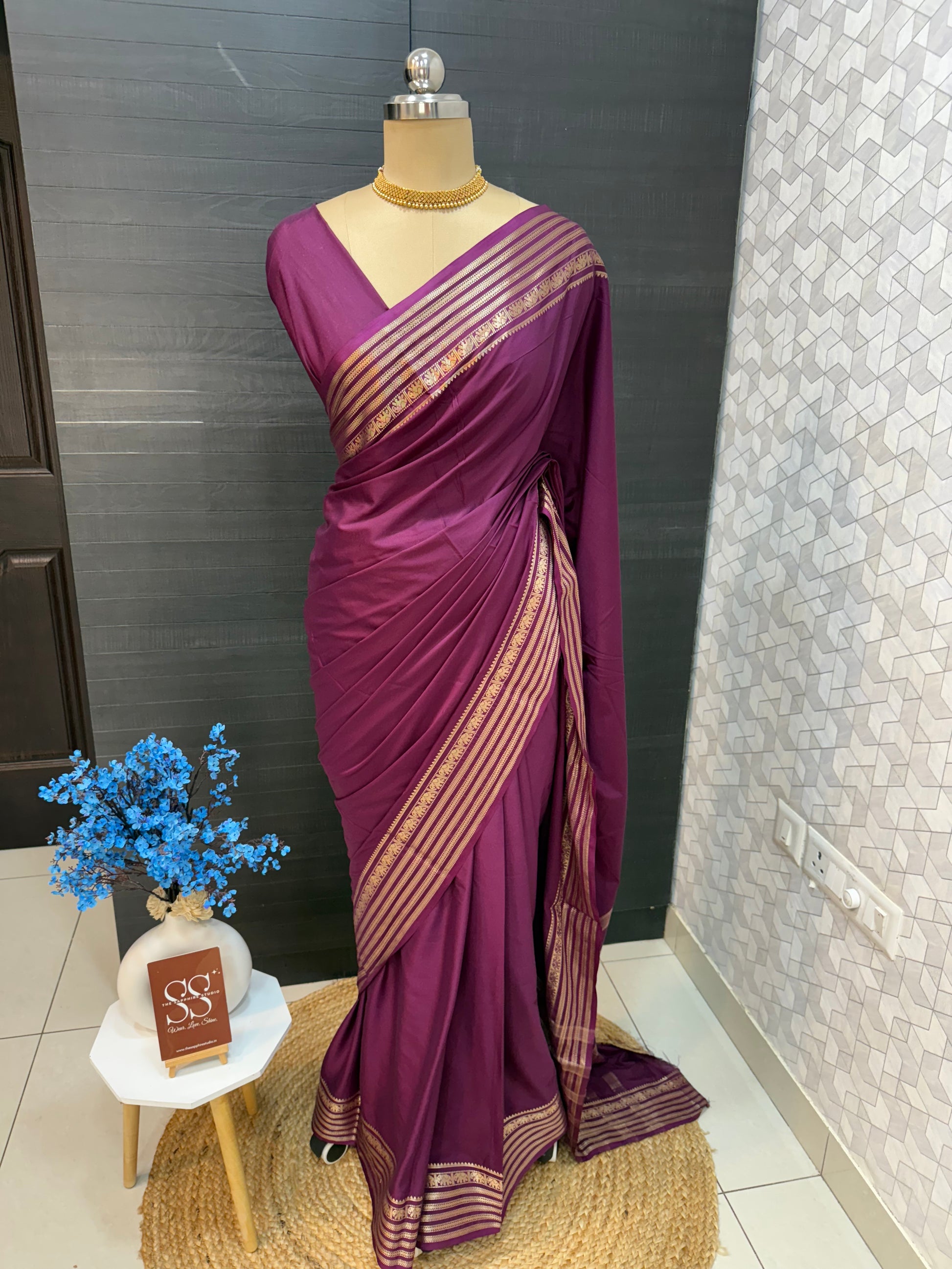 Mysore Semi crepe saree - Magenta