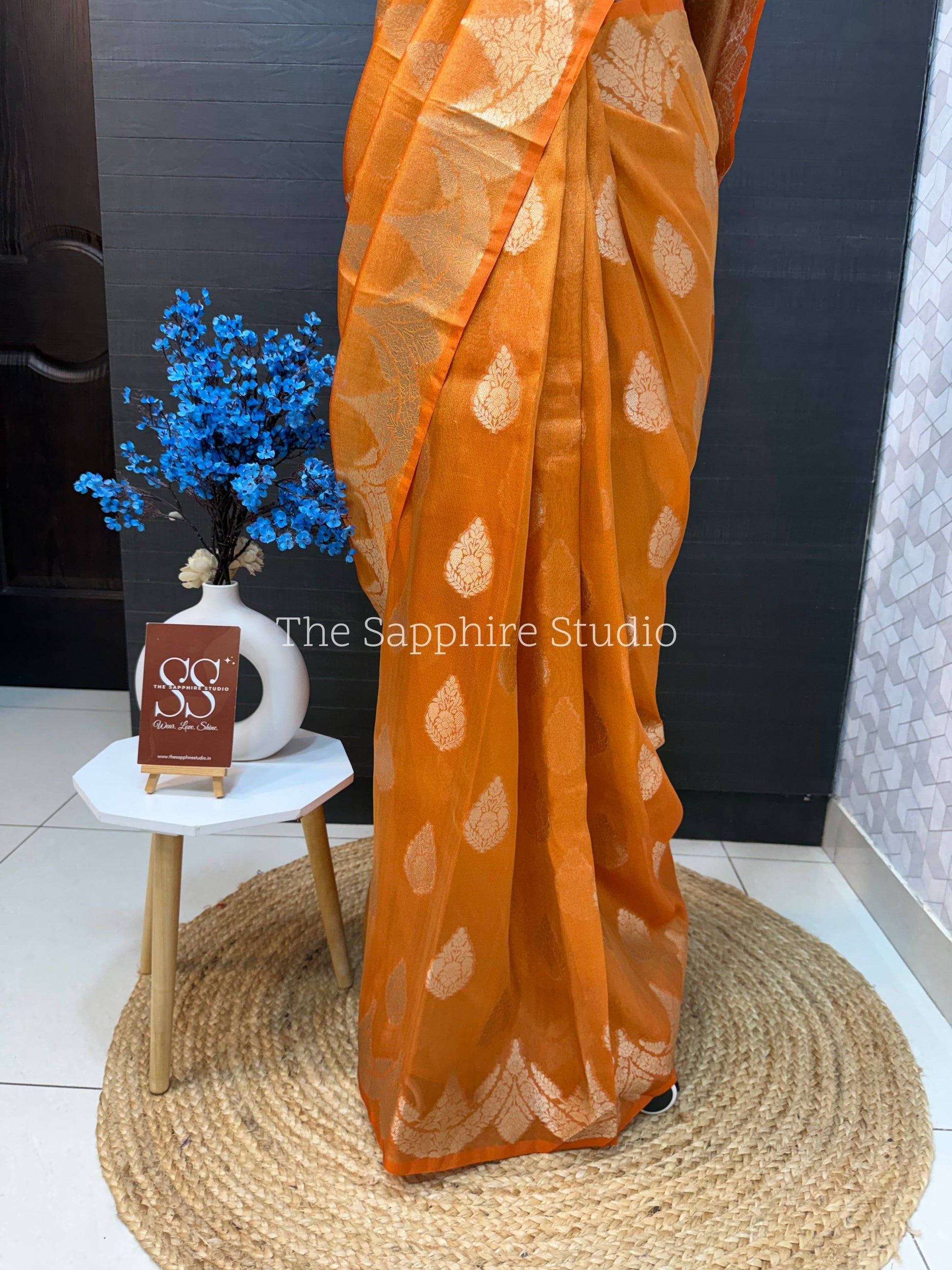 Banarasi Tissue Saree - Orange