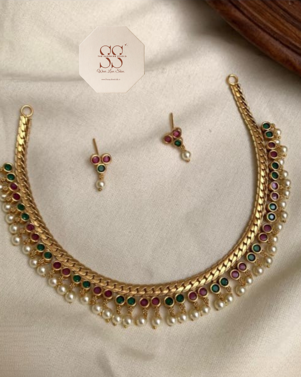 Styled Look: Rani Pink Chiniya Saree + Necklace Set