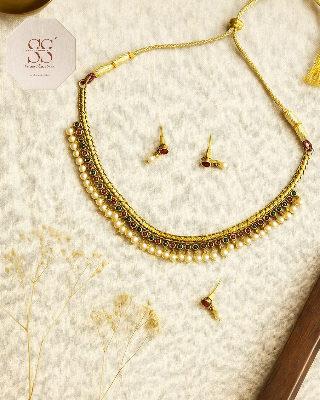 Styled Look: Rani Pink Chiniya Saree + Necklace Set
