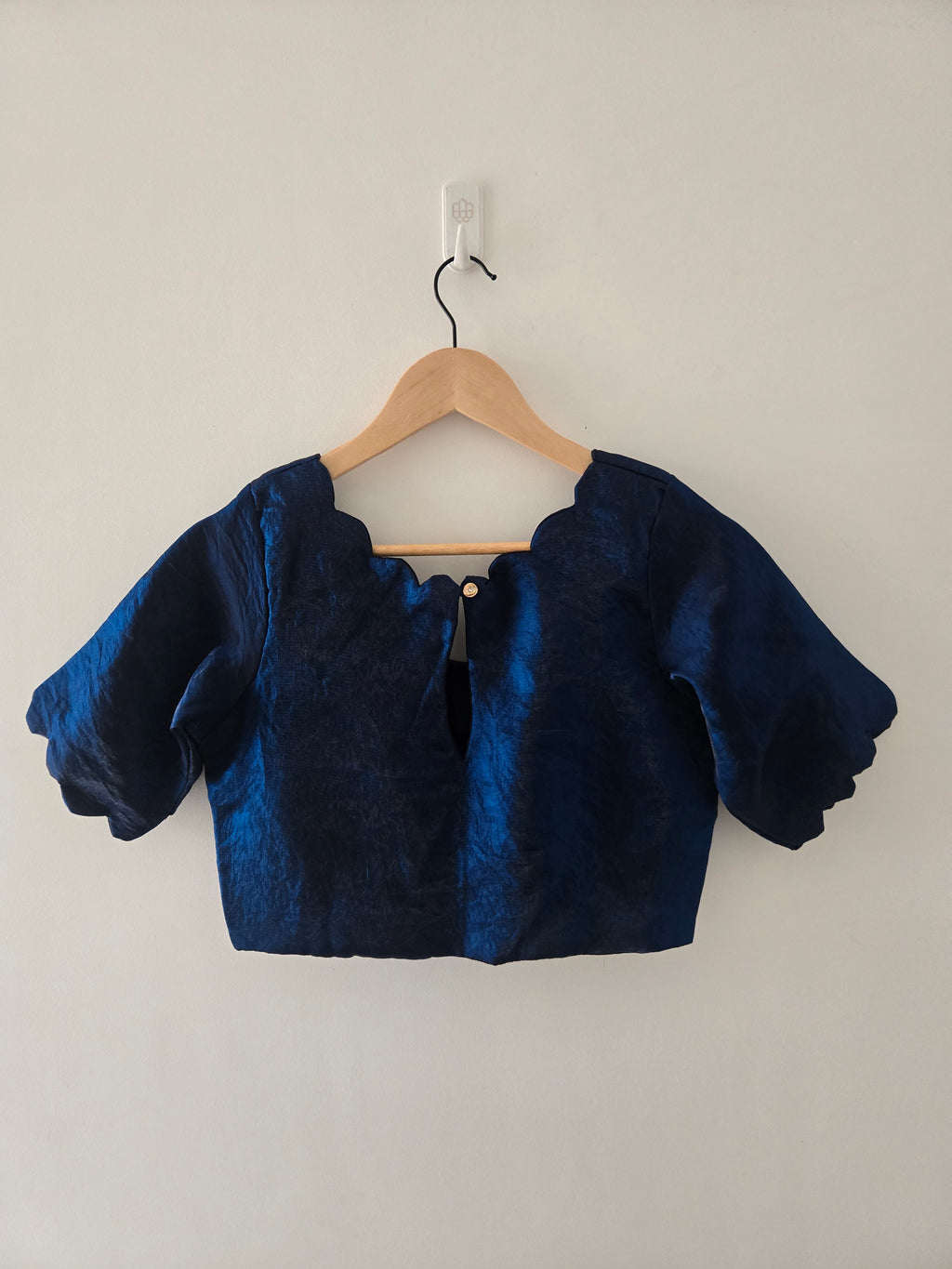 Styled Look: Tussar Saree with Hand Embroidery & Gold Border + Navy Blue Ready-Made Blouse