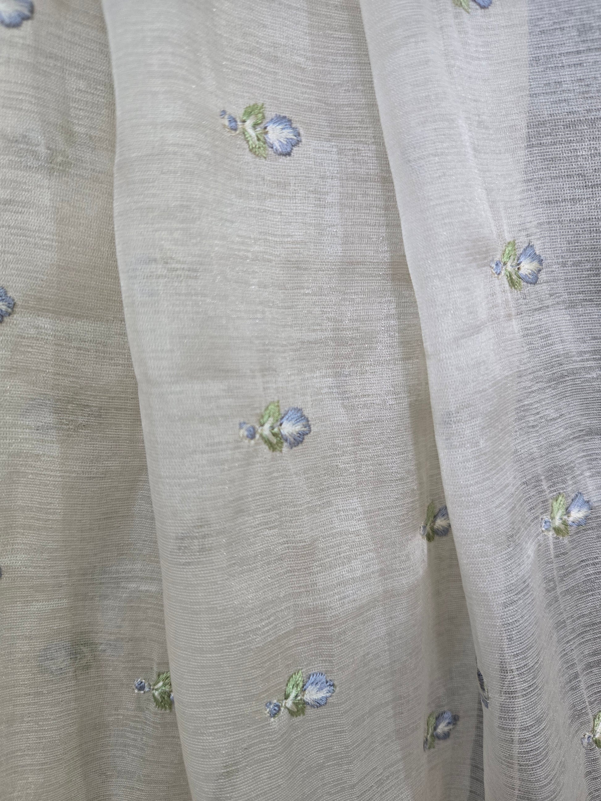 Onam Tissue Saree with Light Blue Work + Brocade Blouse