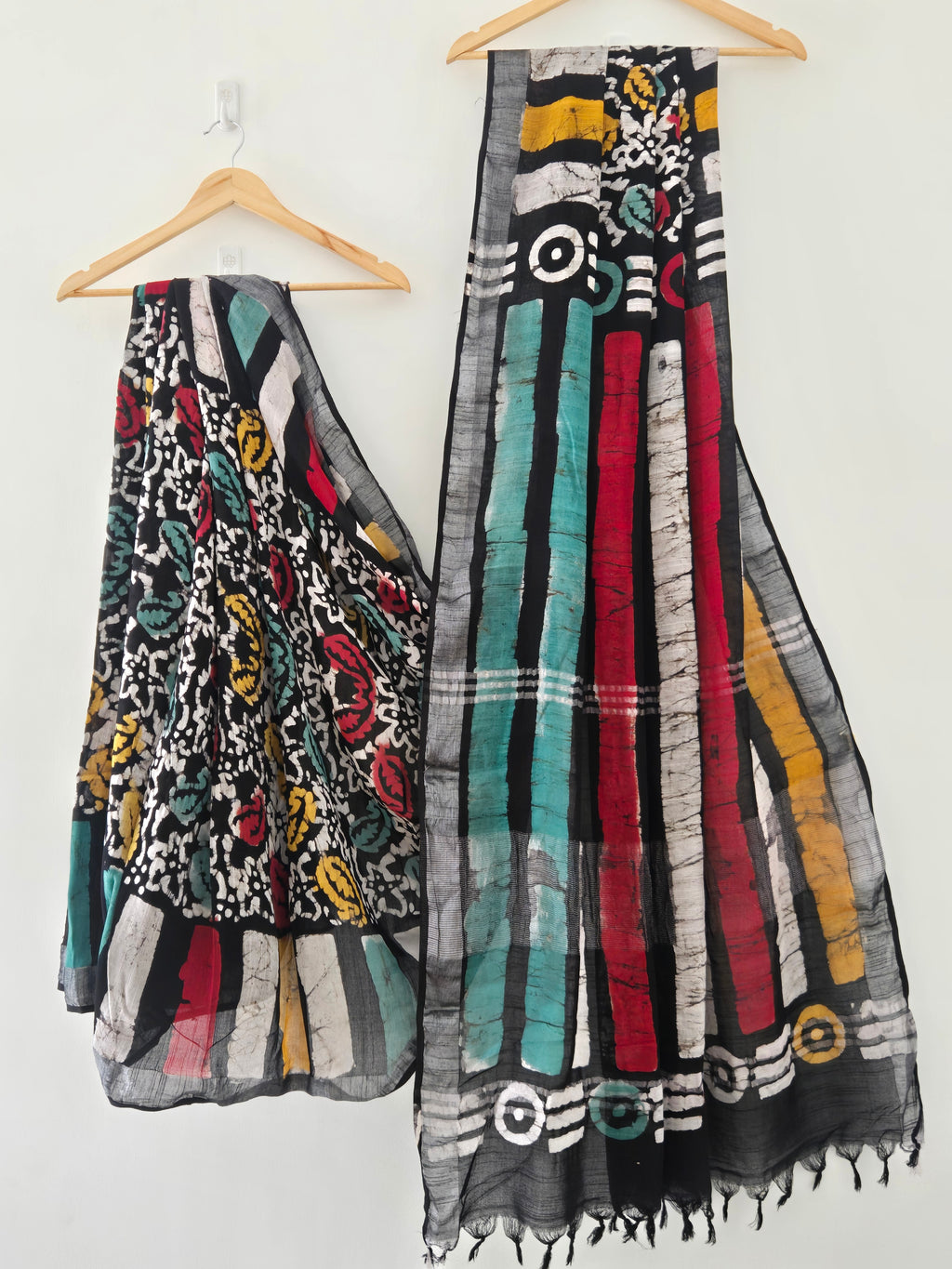 Multicolor Linen Bagru Saree with Readymade Blouse