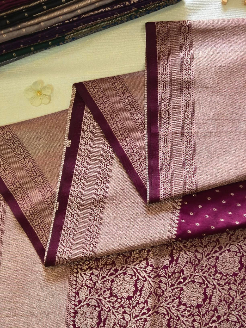 Kanchipuram Fancy Saree – Wine Magenta – Zari Weave
