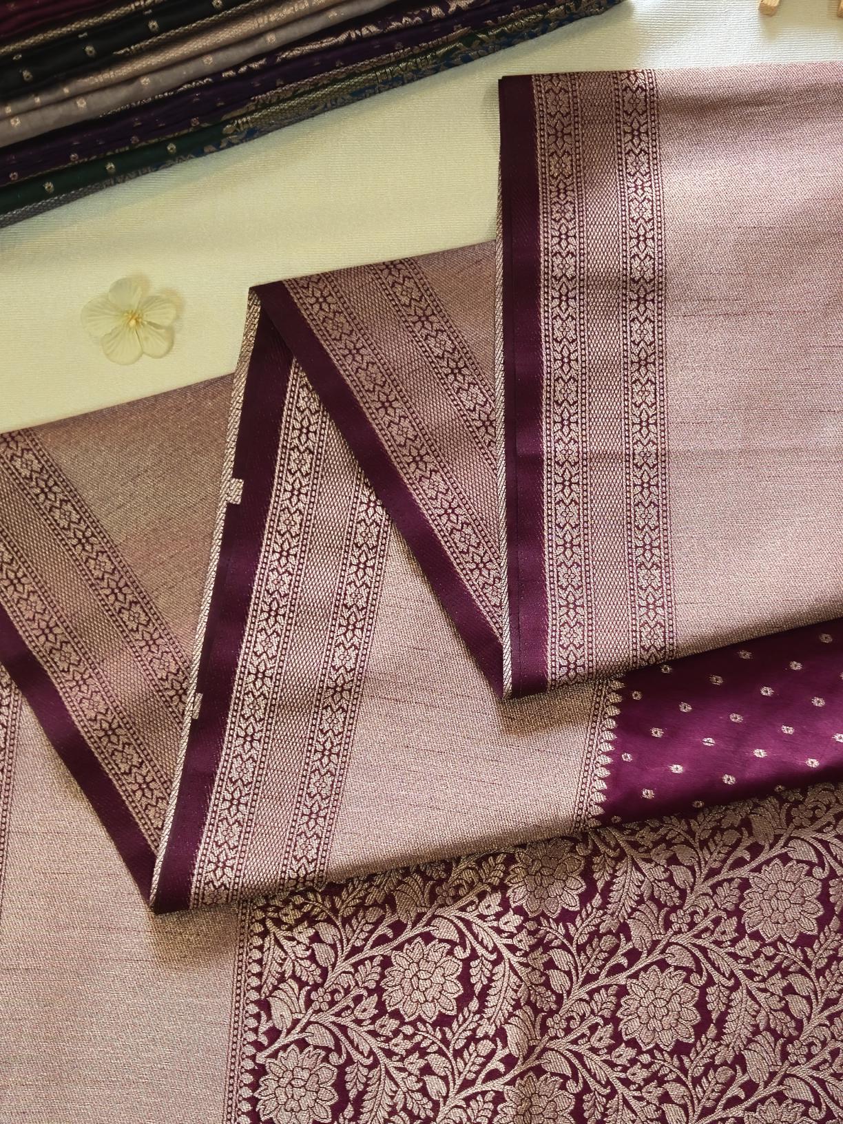 Kanchipuram Fancy Saree – Wine Magenta – Zari Weave