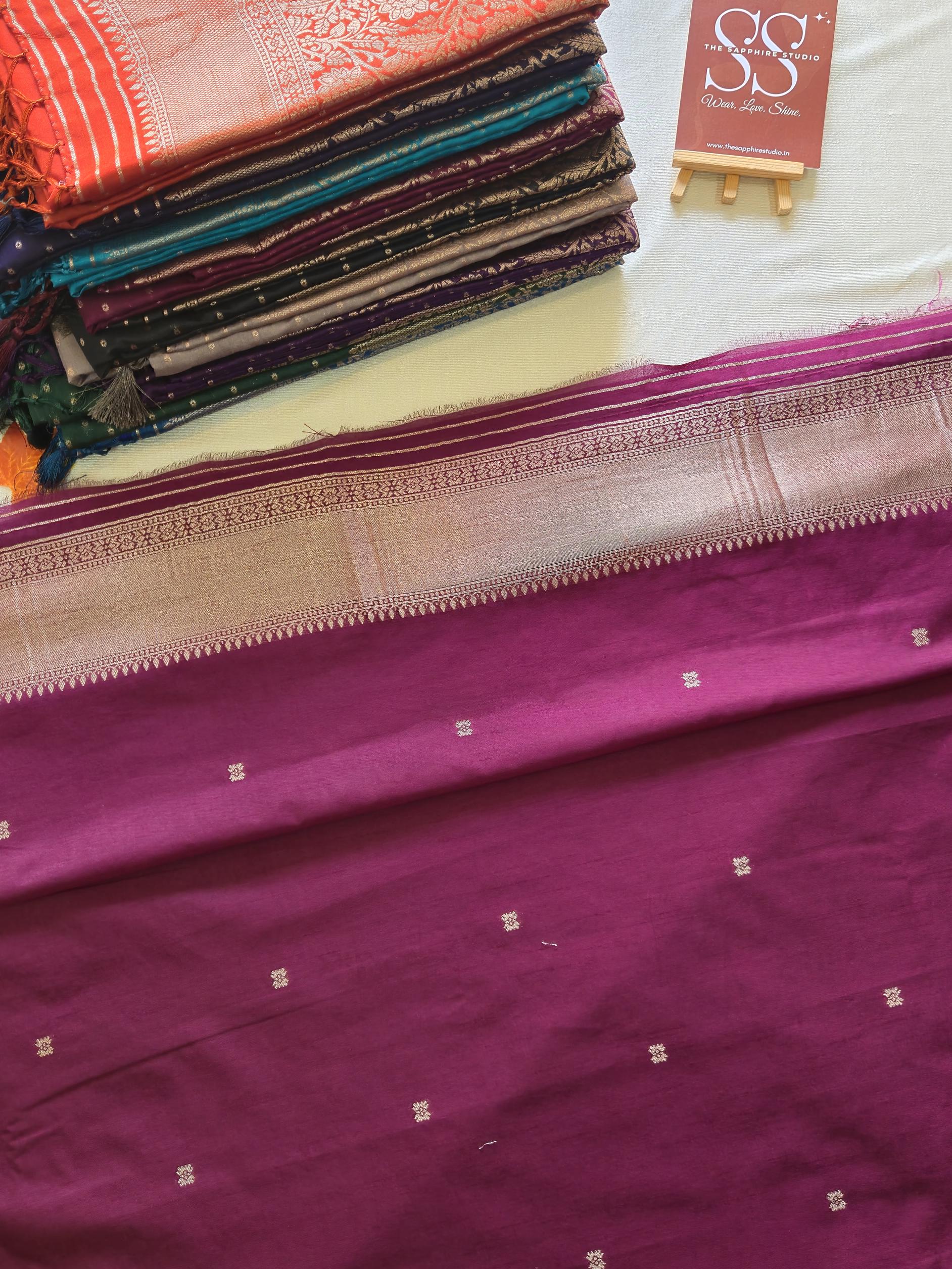 Kanchipuram Fancy Saree – Wine Magenta – Zari Weave