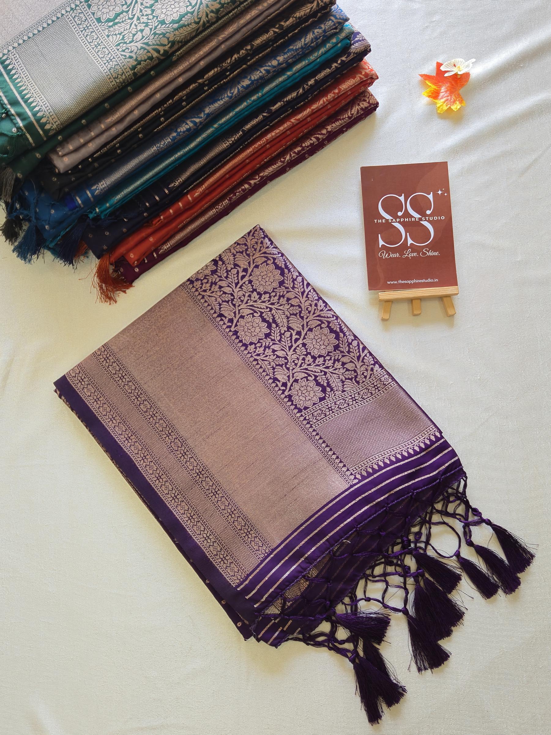Kanchipuram Fancy Saree – Purple – Self Zari Weave