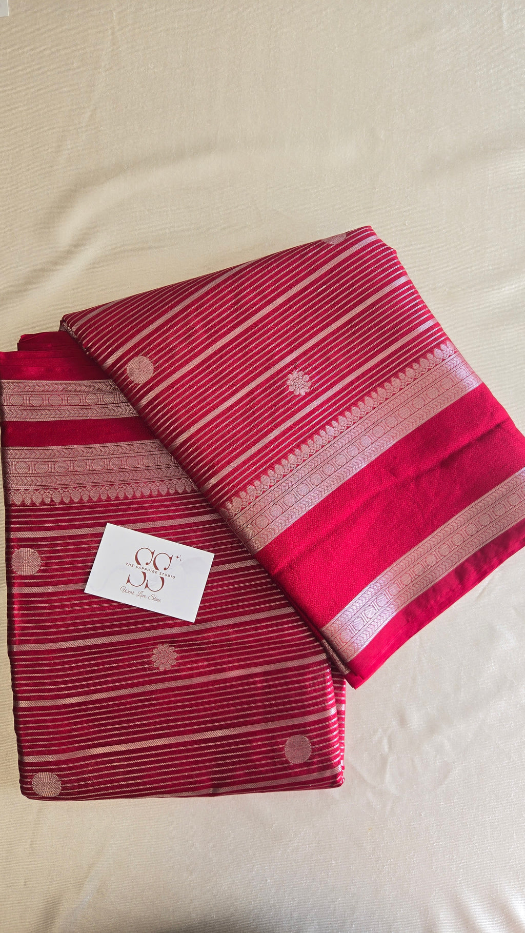 Red Banarasi Chiniya Silk Saree with Zari Buti Weaving ✨