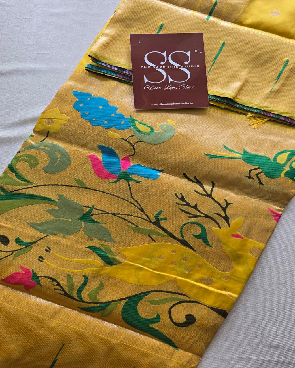 Golden Yellow Paithani Saree with Rich Border & Intricate Rich Pallu ✨