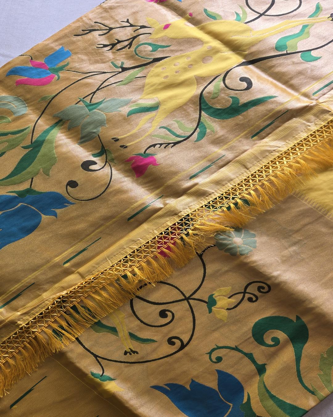 Golden Yellow Paithani Saree with Rich Border & Intricate Rich Pallu ✨