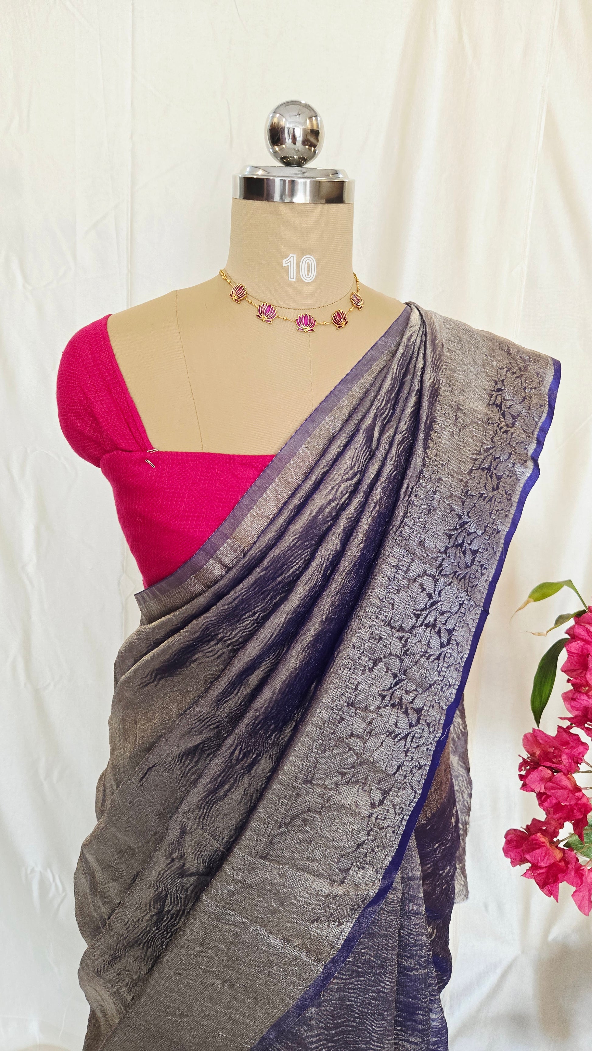 Lavender Twilight Crushed Tissue Saree