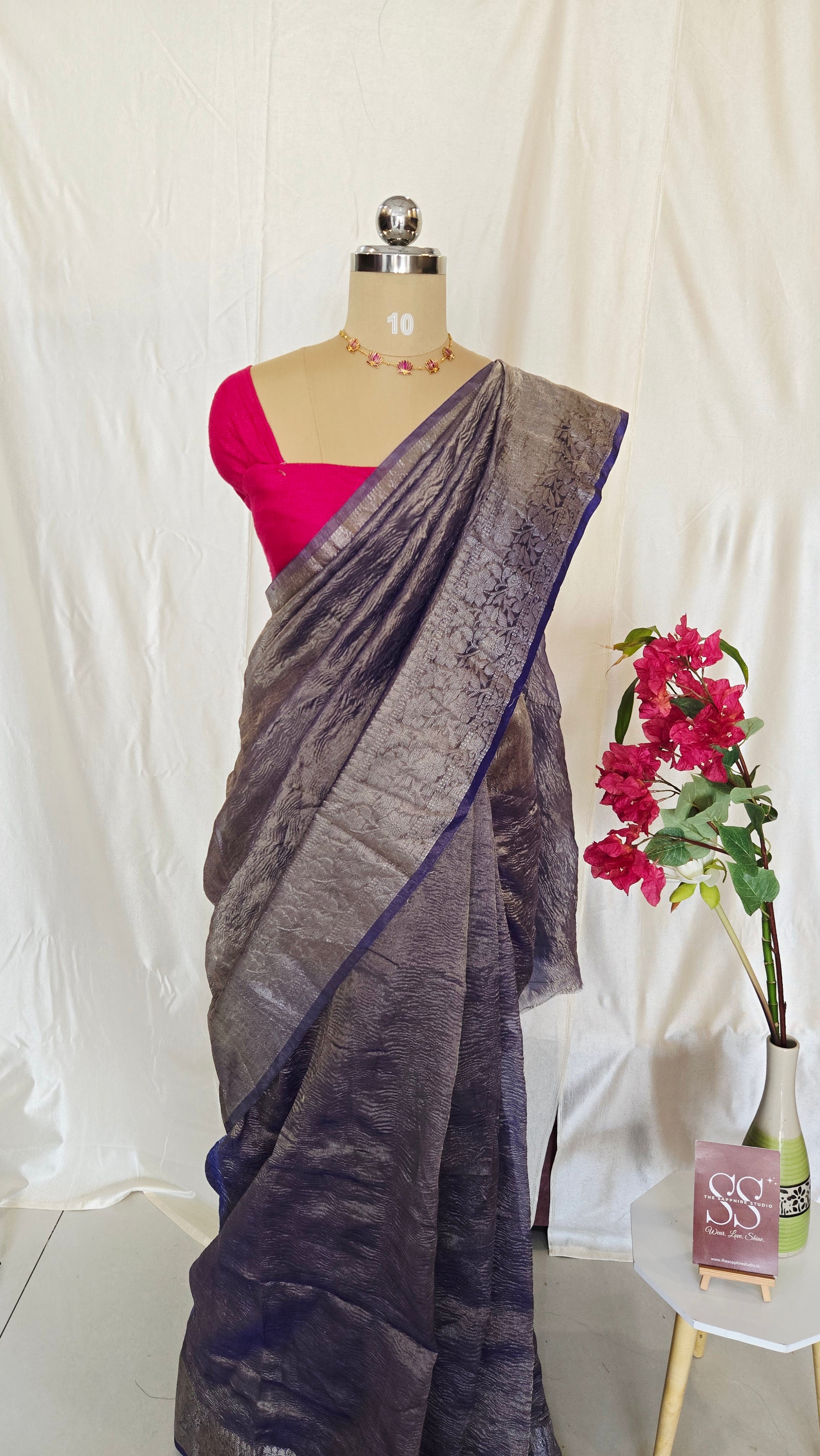 Lavender Twilight Crushed Tissue Saree