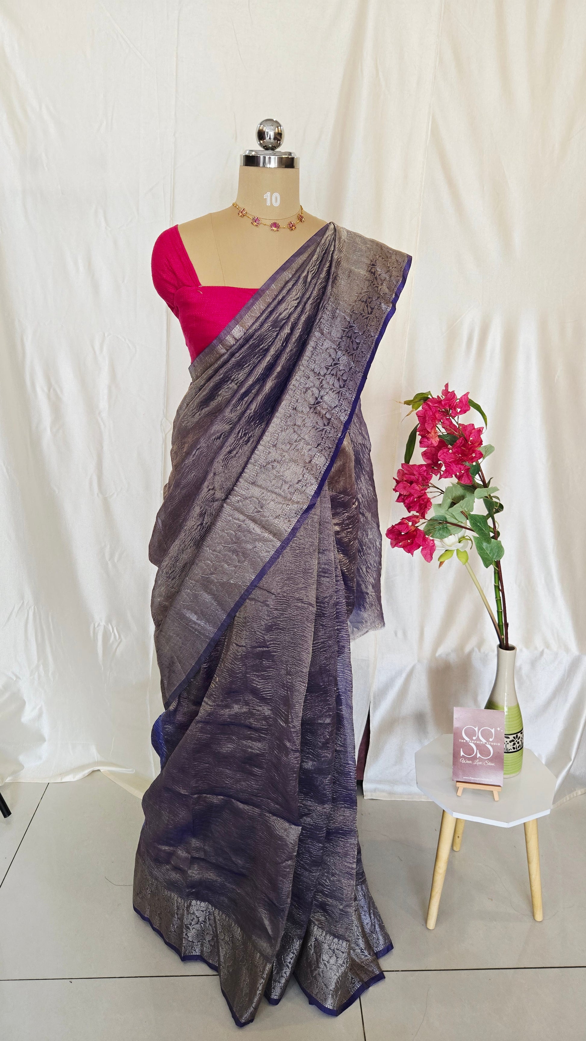 Lavender Twilight Crushed Tissue Saree