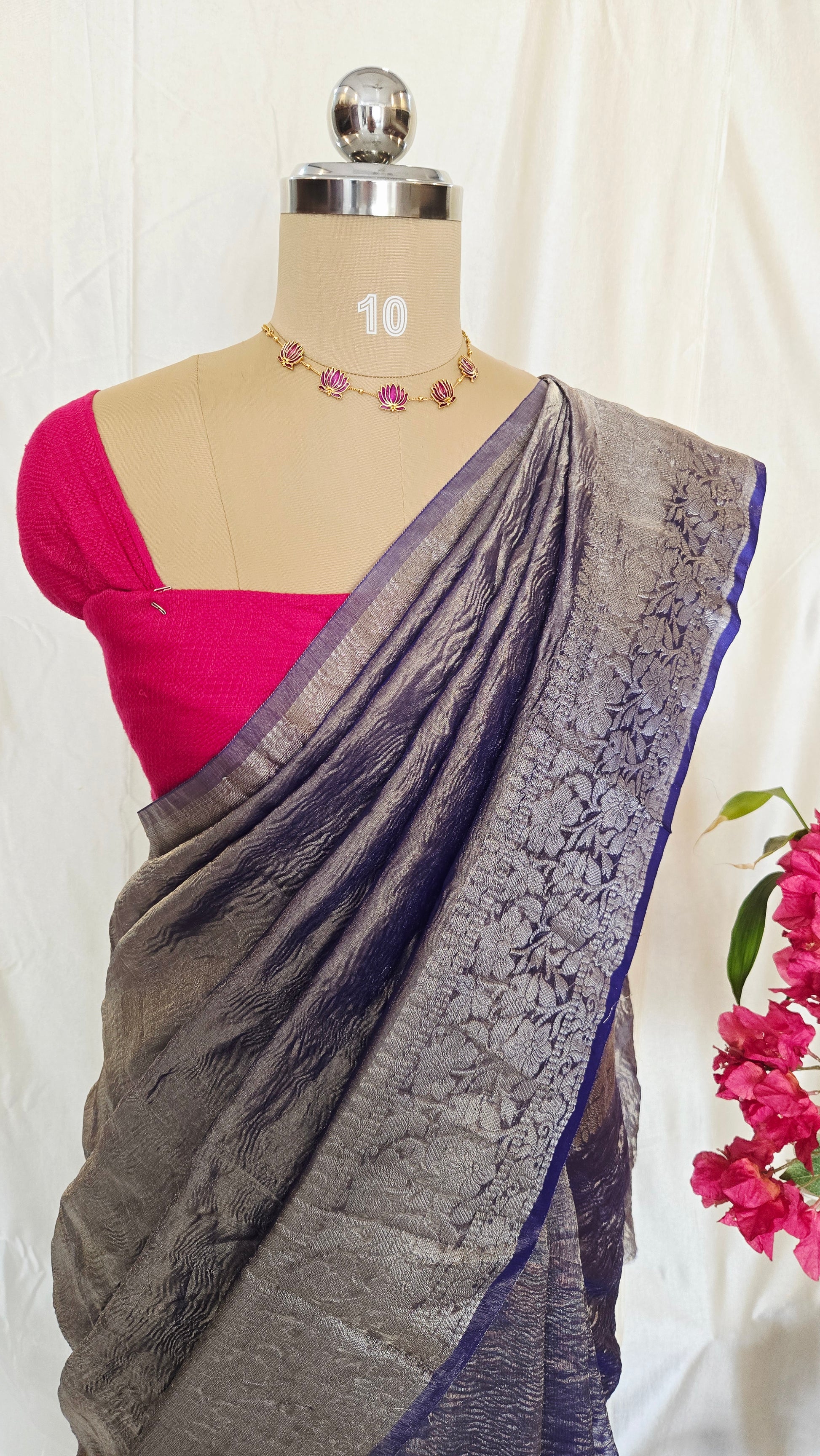 Lavender Twilight Crushed Tissue Saree