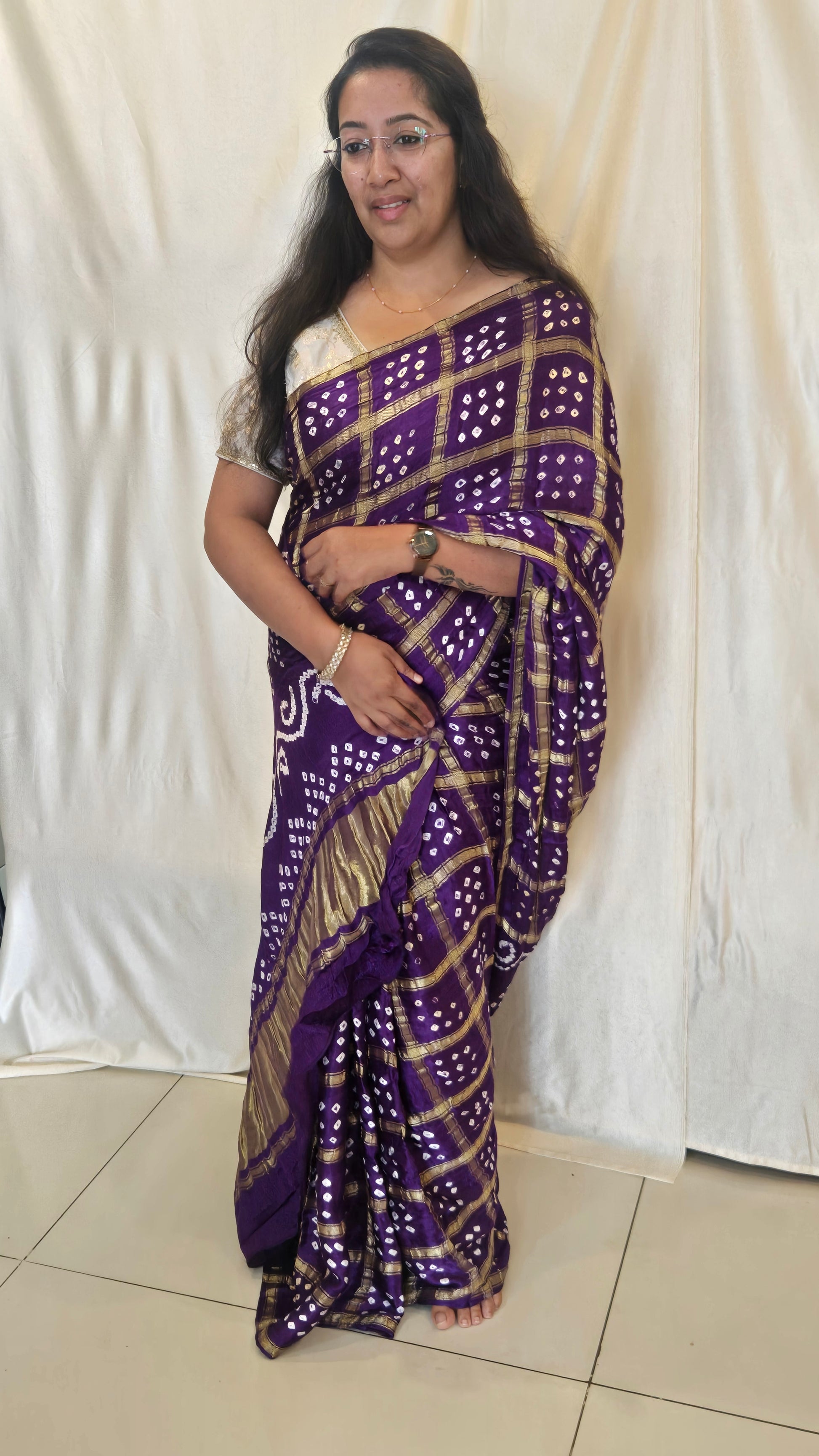 Purple Gharchola Gajji Silk saree