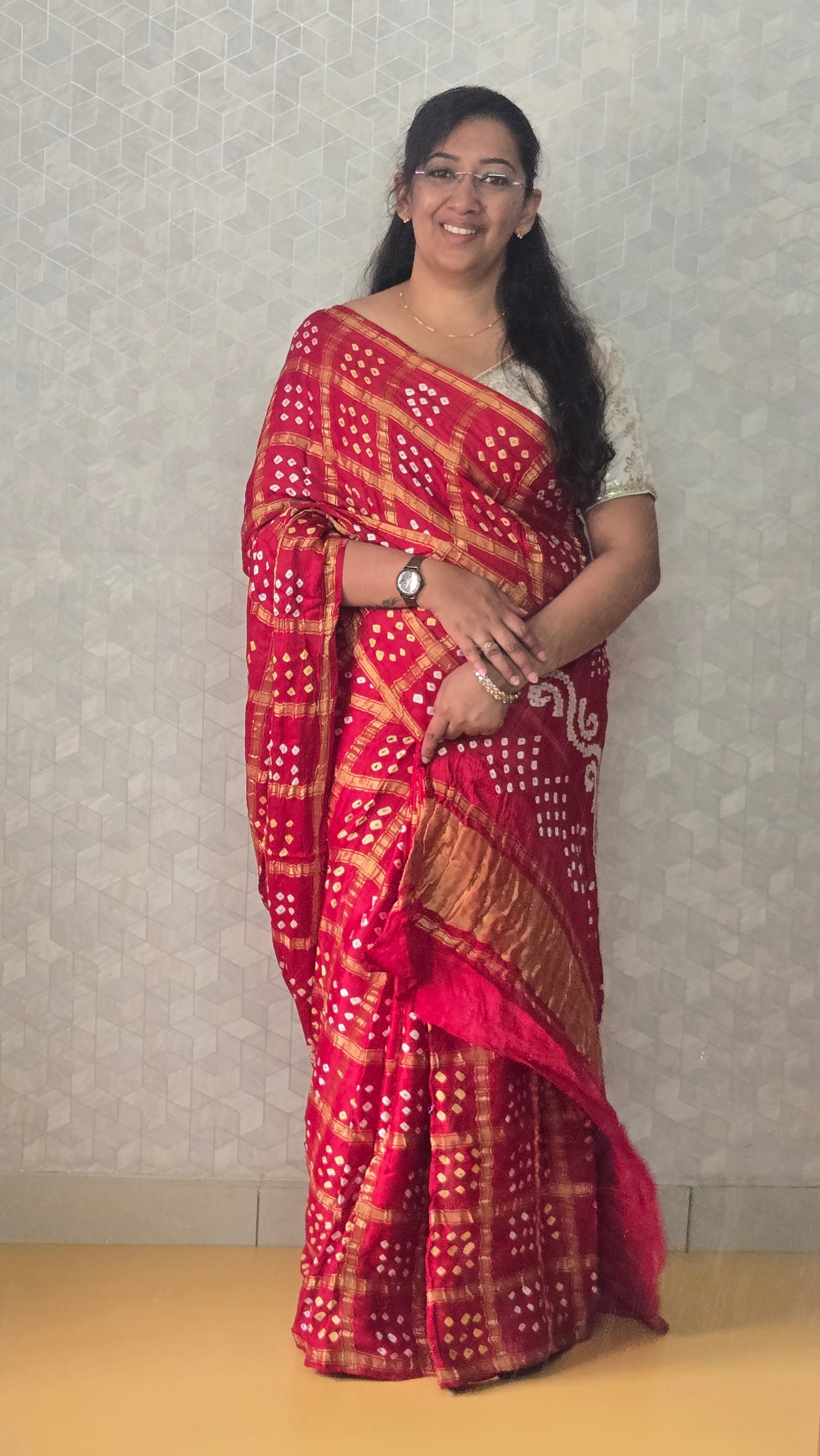 Red Gharchola Gajji Silk saree