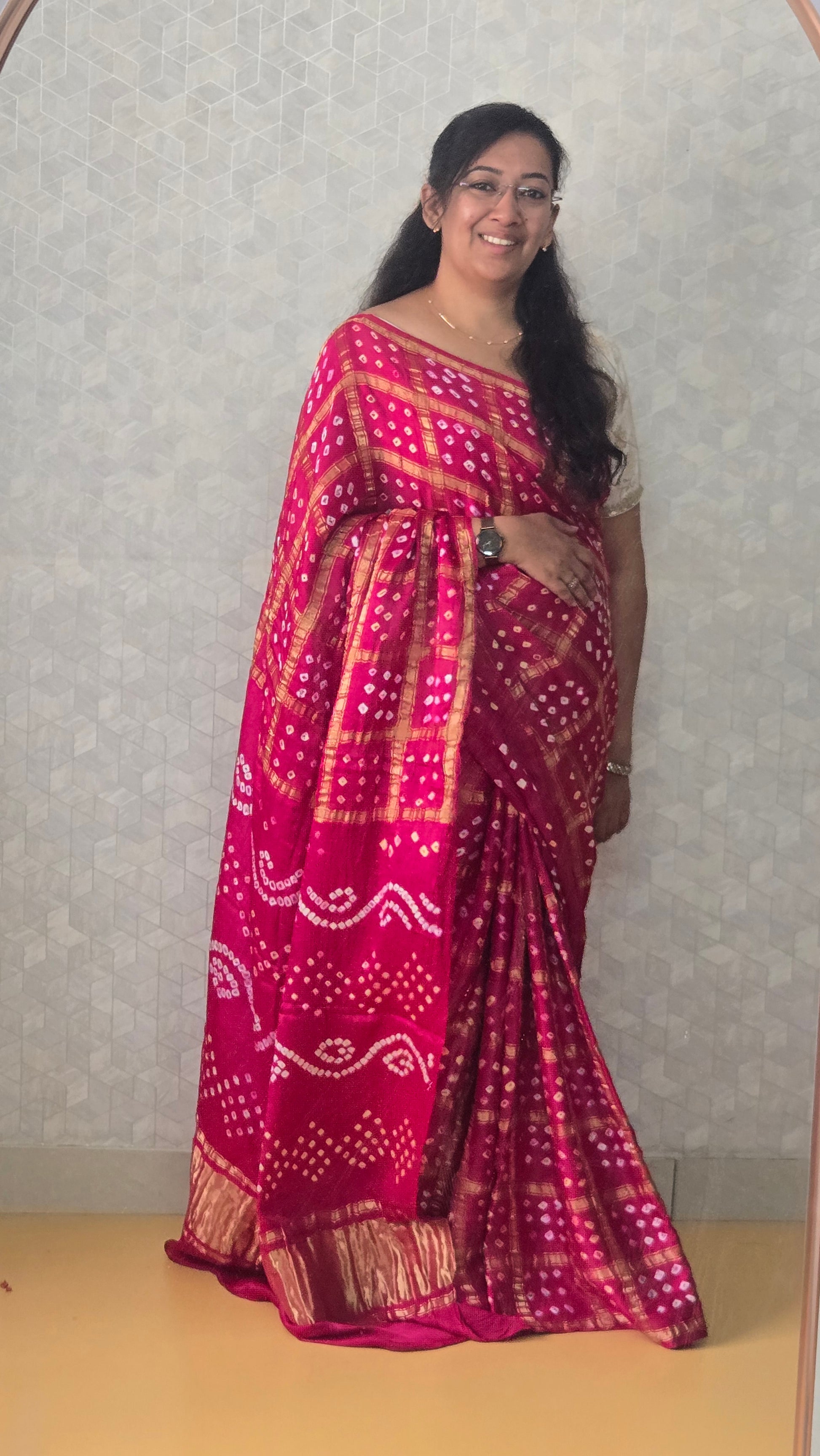 Pink Gharchola Gajji Silk saree