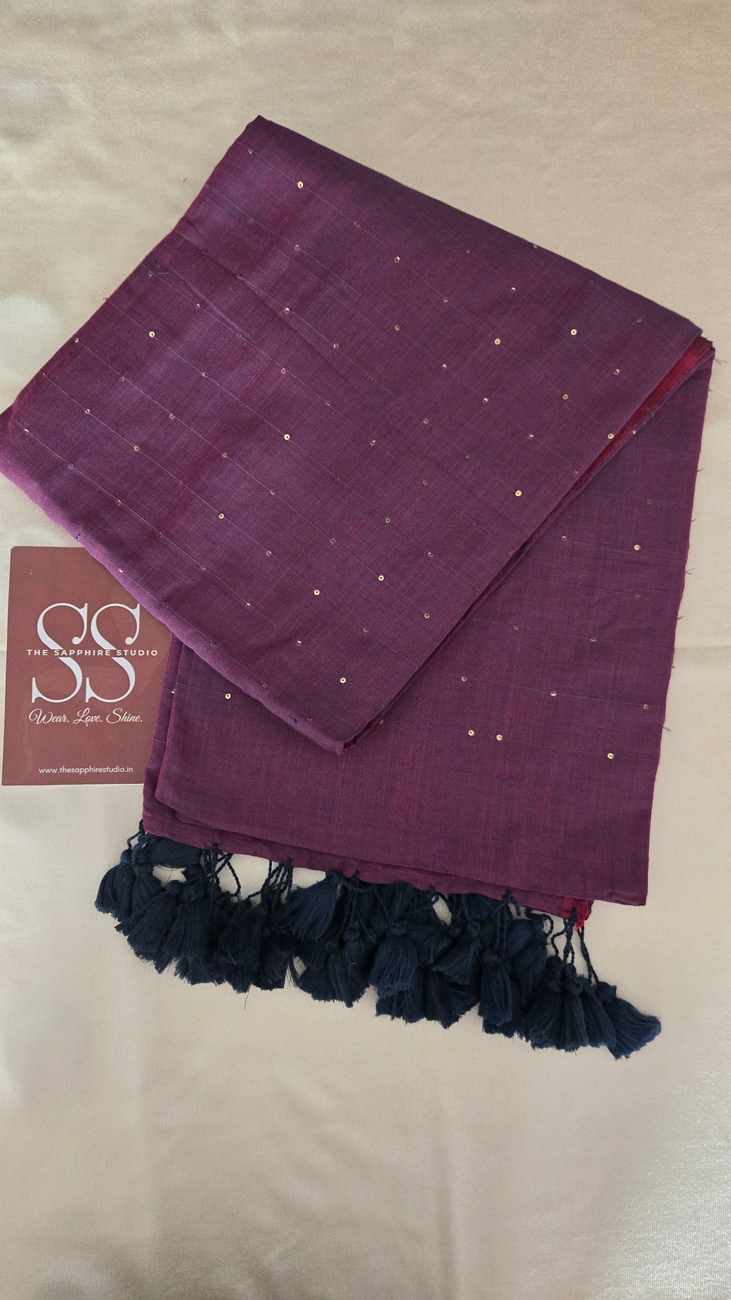 Deep Purple Mul Mul Cotton Saree with Contrast Blouse