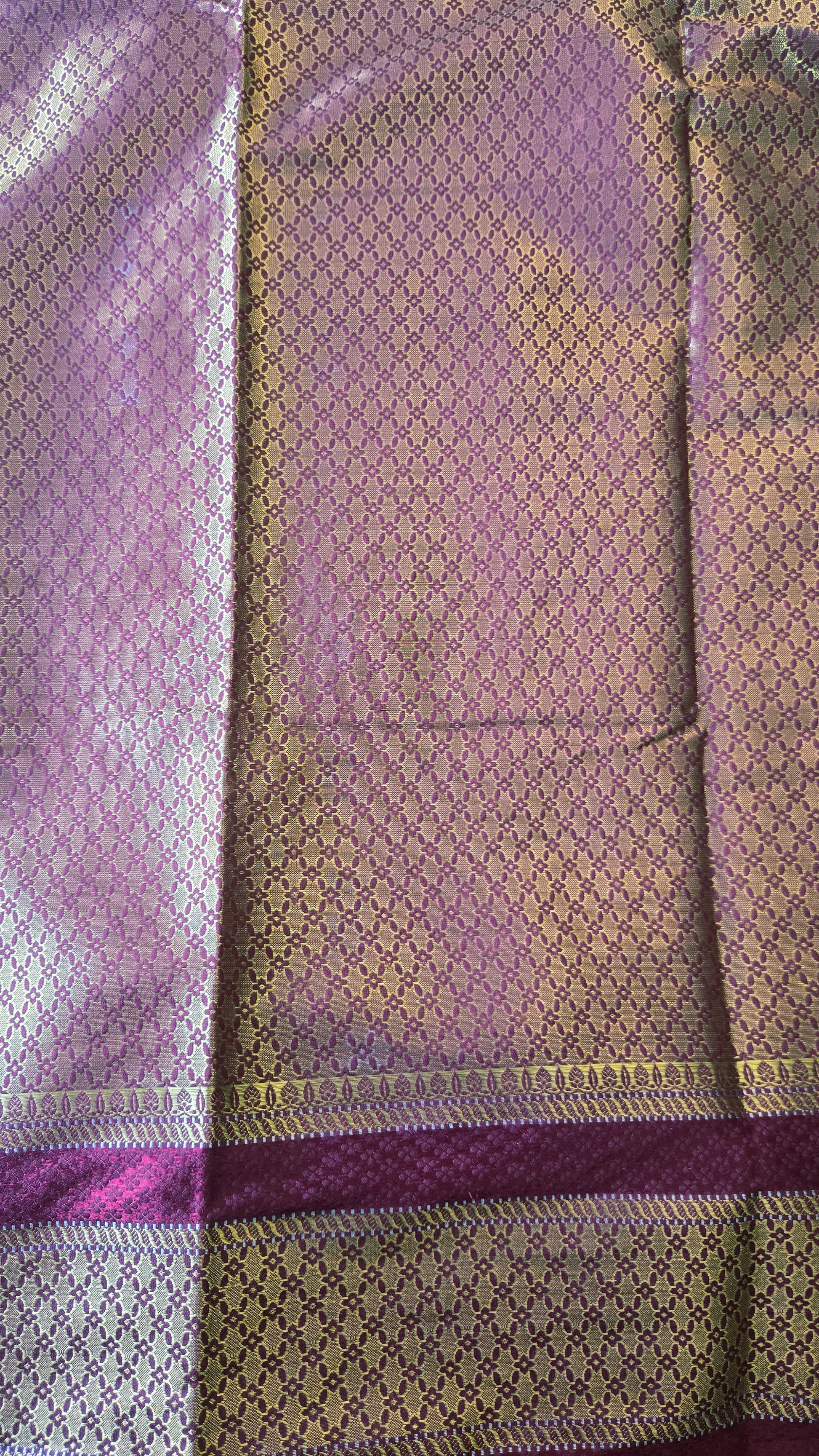Lime Green & Maroon Banarasi Georgette Saree with Satin Border