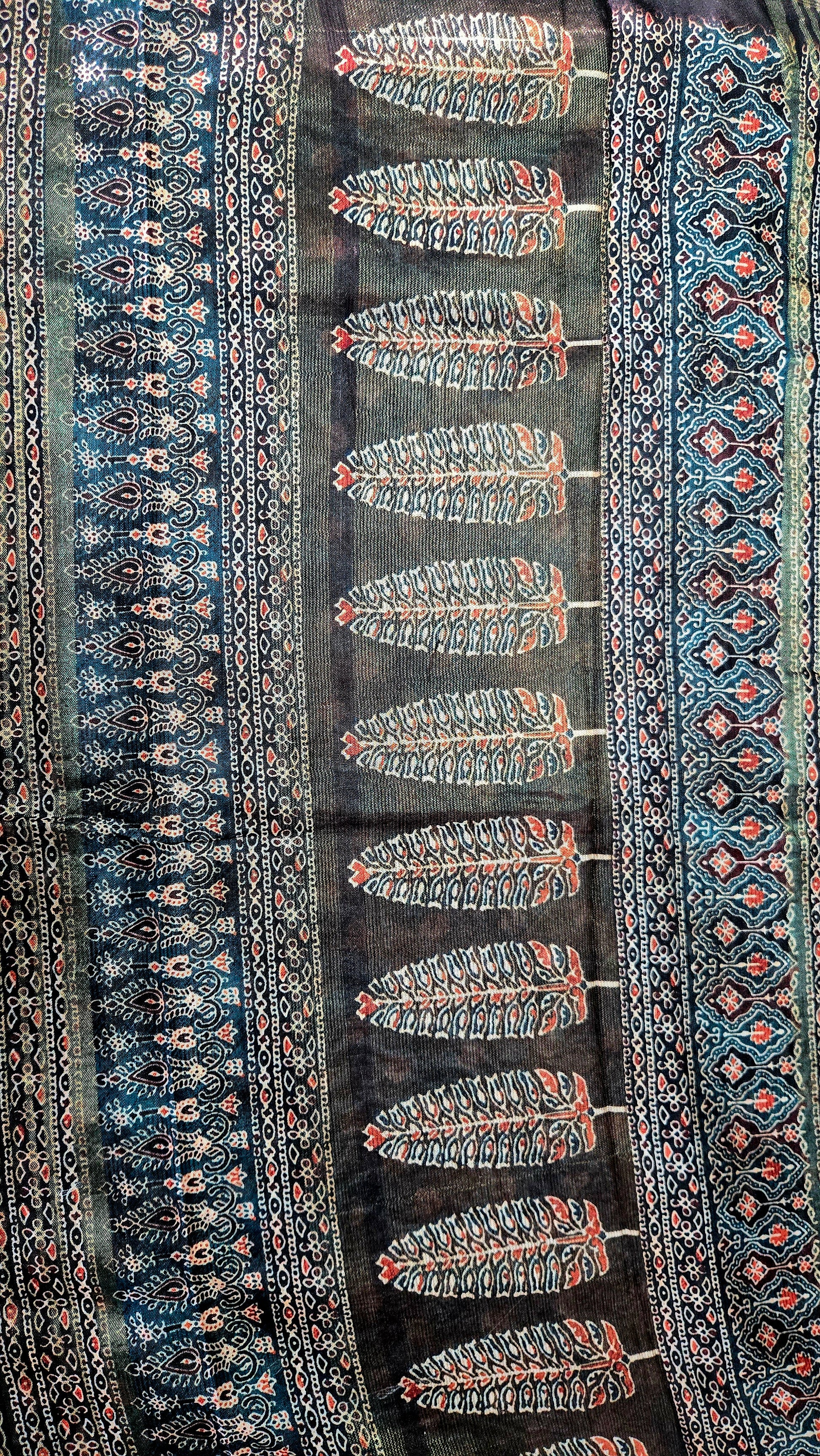 Tussar Silk Saree with Ajrakh-Inspired Prints