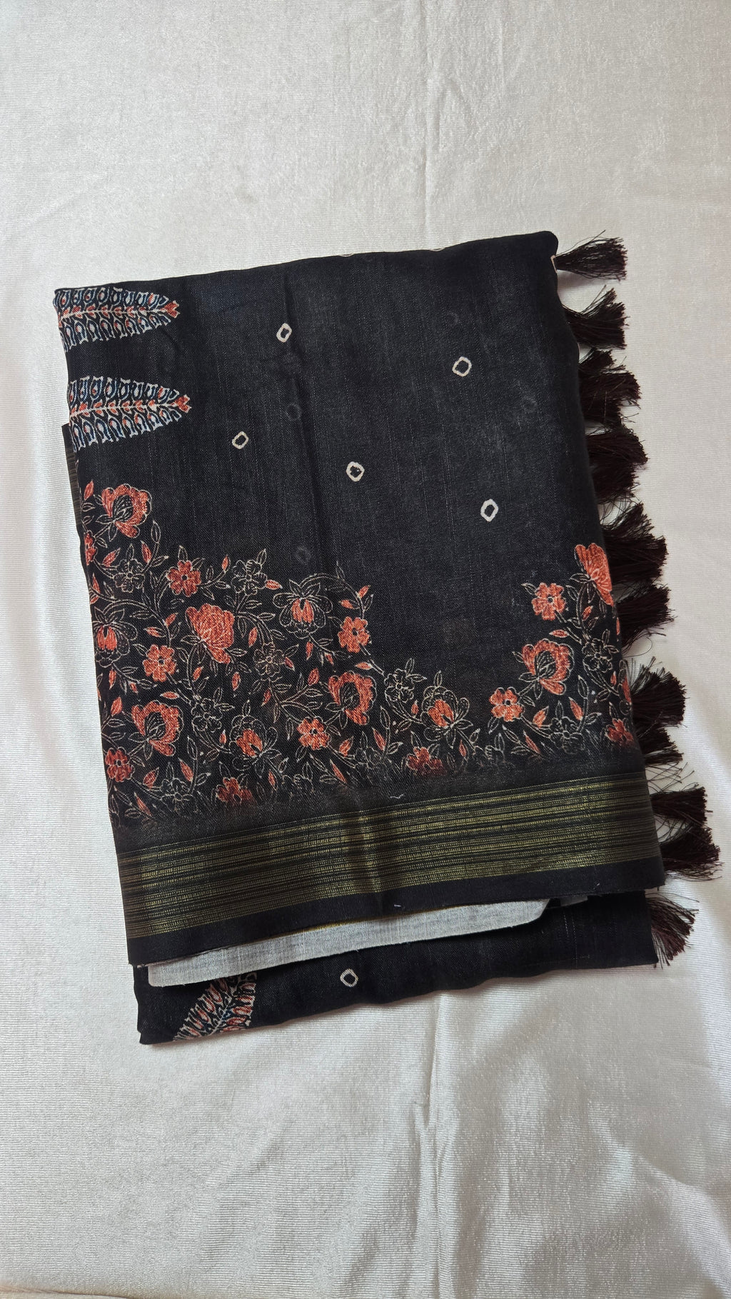 Tussar Silk Saree with Ajrakh-Inspired Prints
