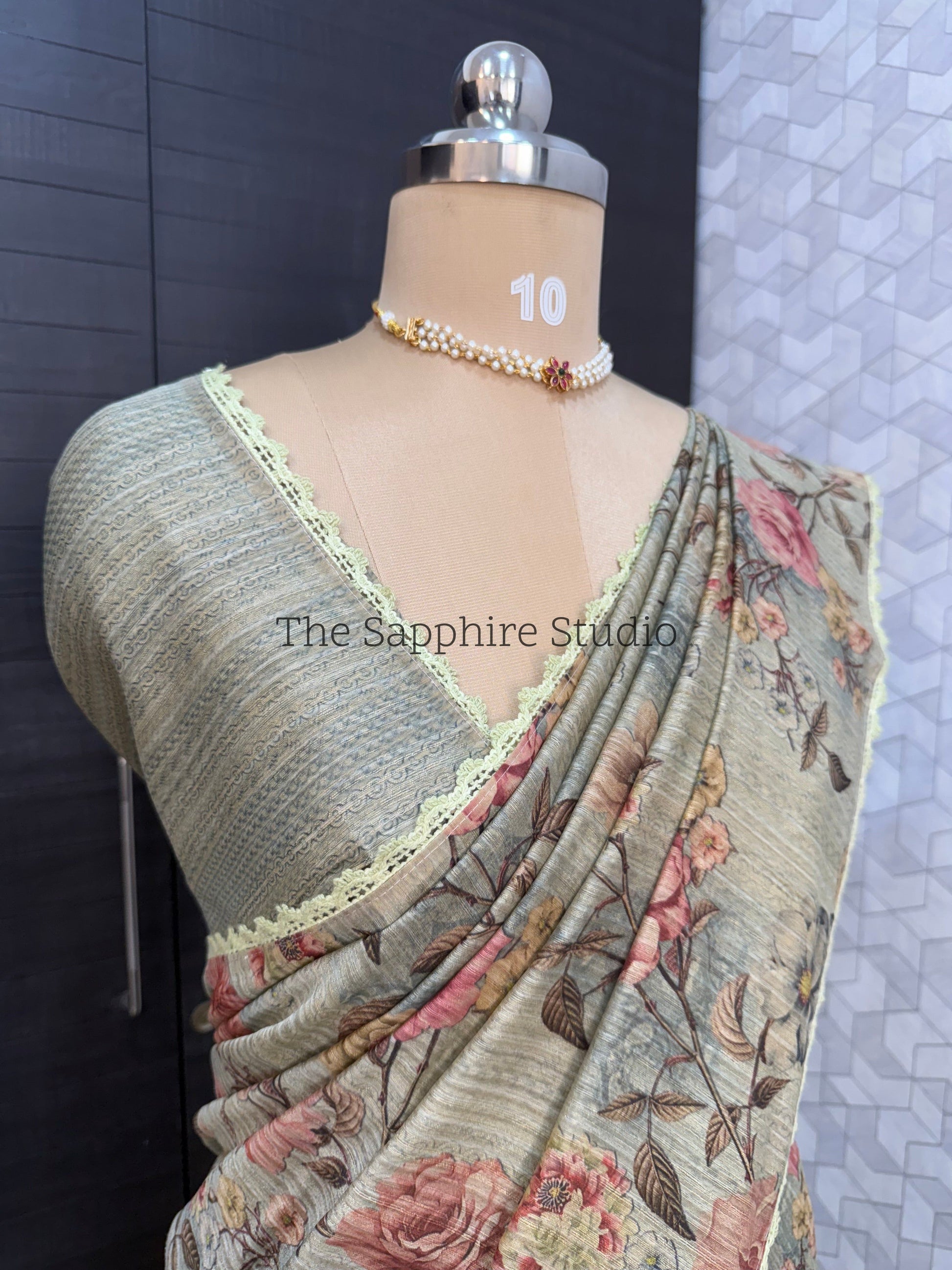 Floral Digital print Tussar saree