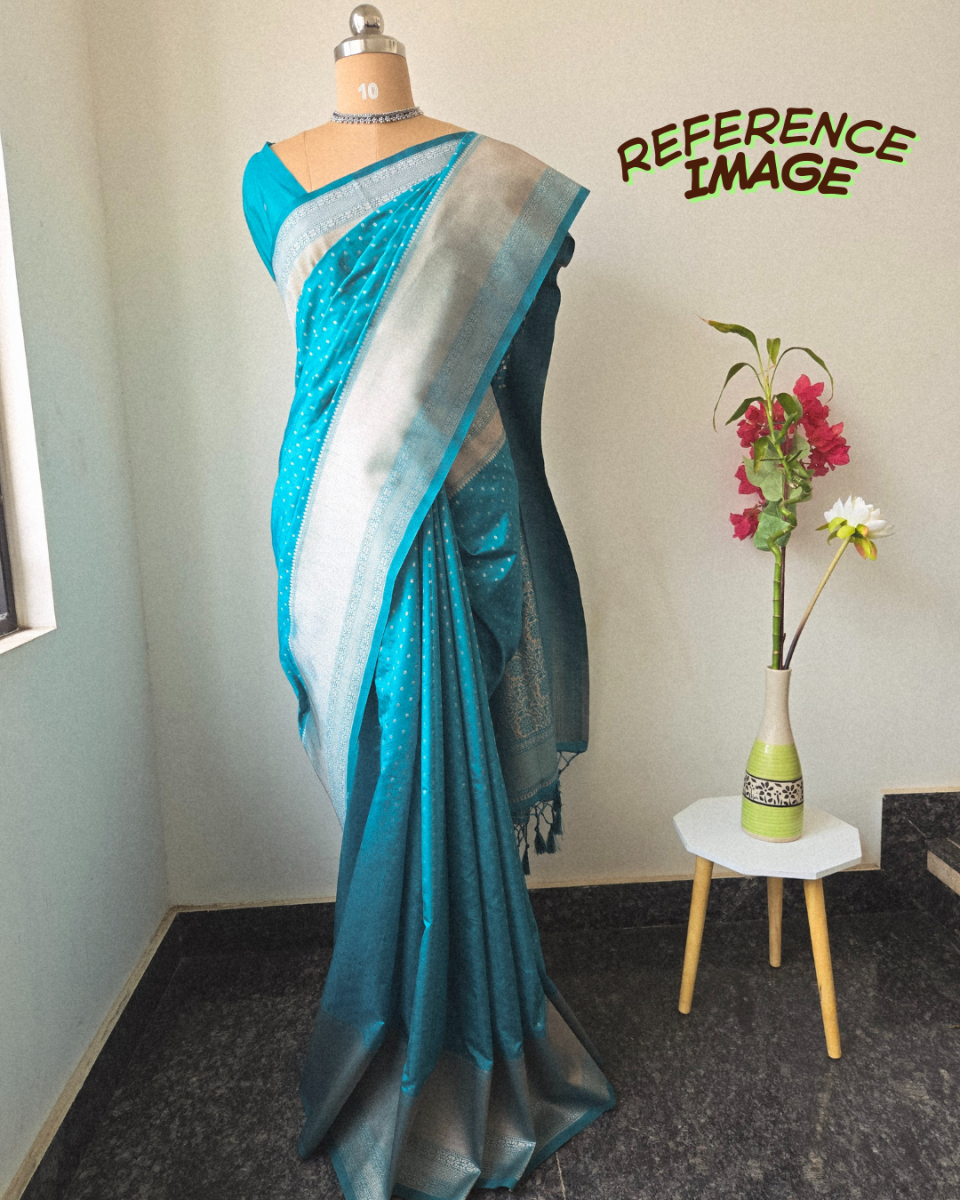 Kanchipuram Fancy Saree – Bottle Green – Self Zari Weave