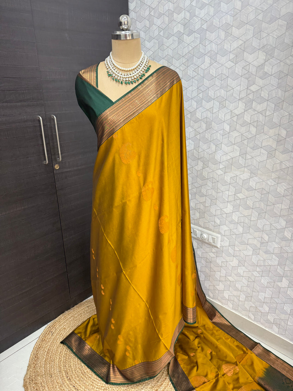 Mustard Yellow with Deep Green Border