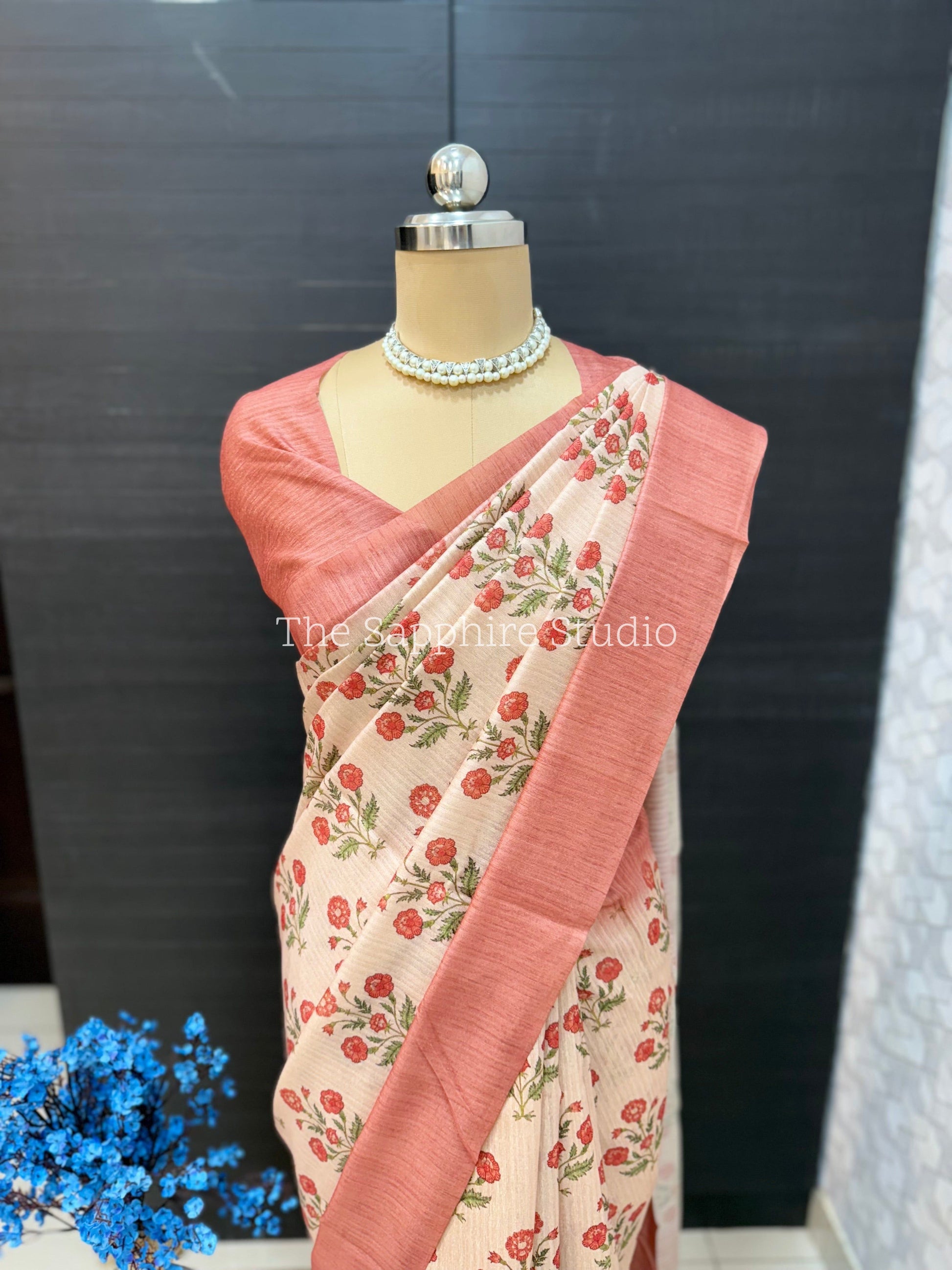 Sunlit bloom Tussar saree