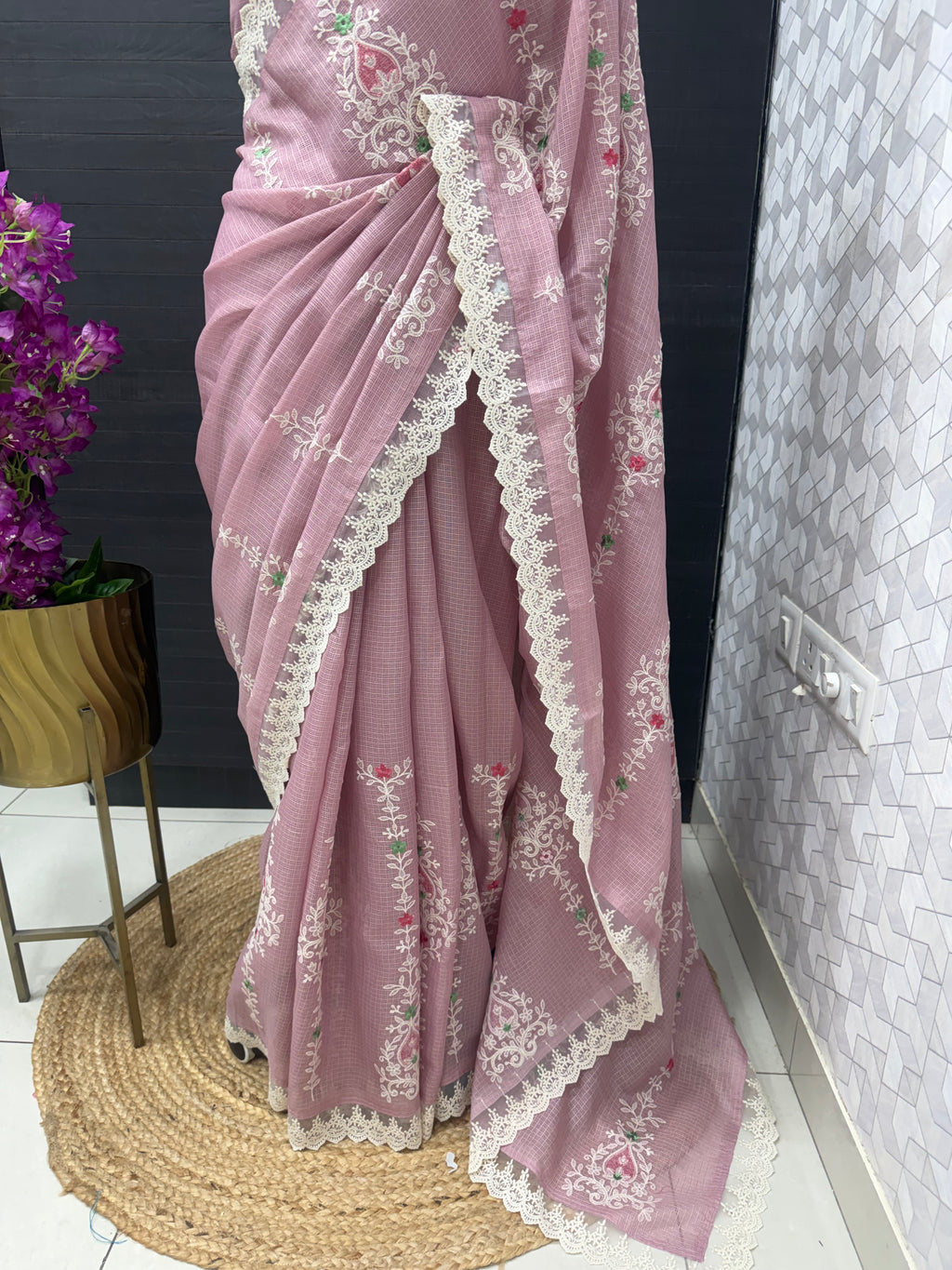 Kota hand embroidery saree