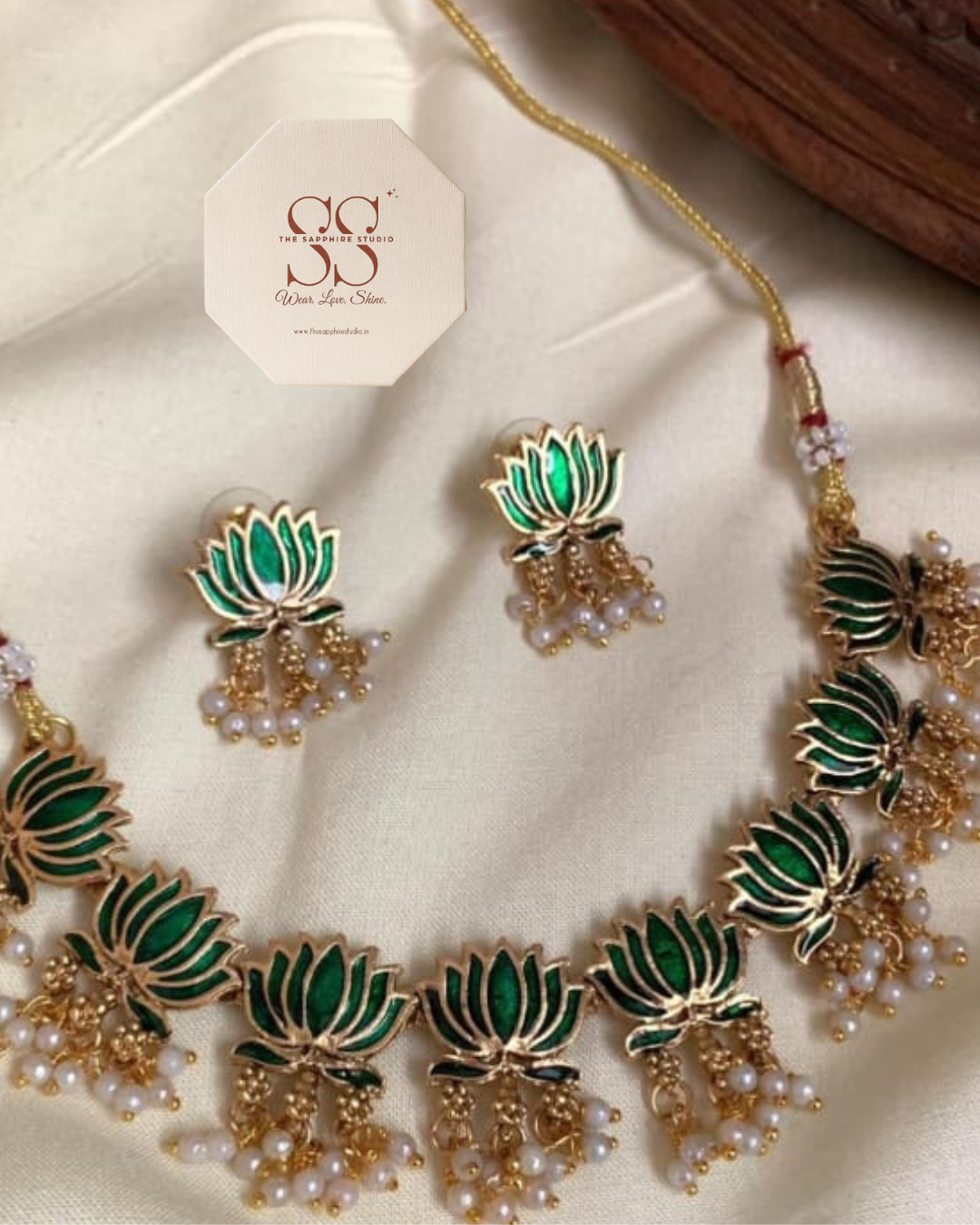 Styled Look: Pink Banarasi Tissue Saree + Temple Lotus Jewelry Set