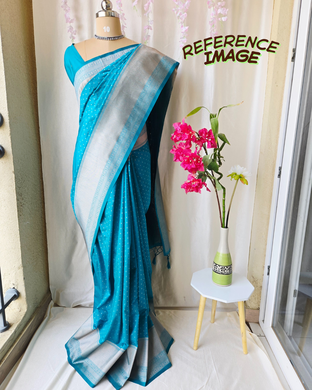 Kanchipuram Fancy Saree – Sky Blue – Silver Zari Work