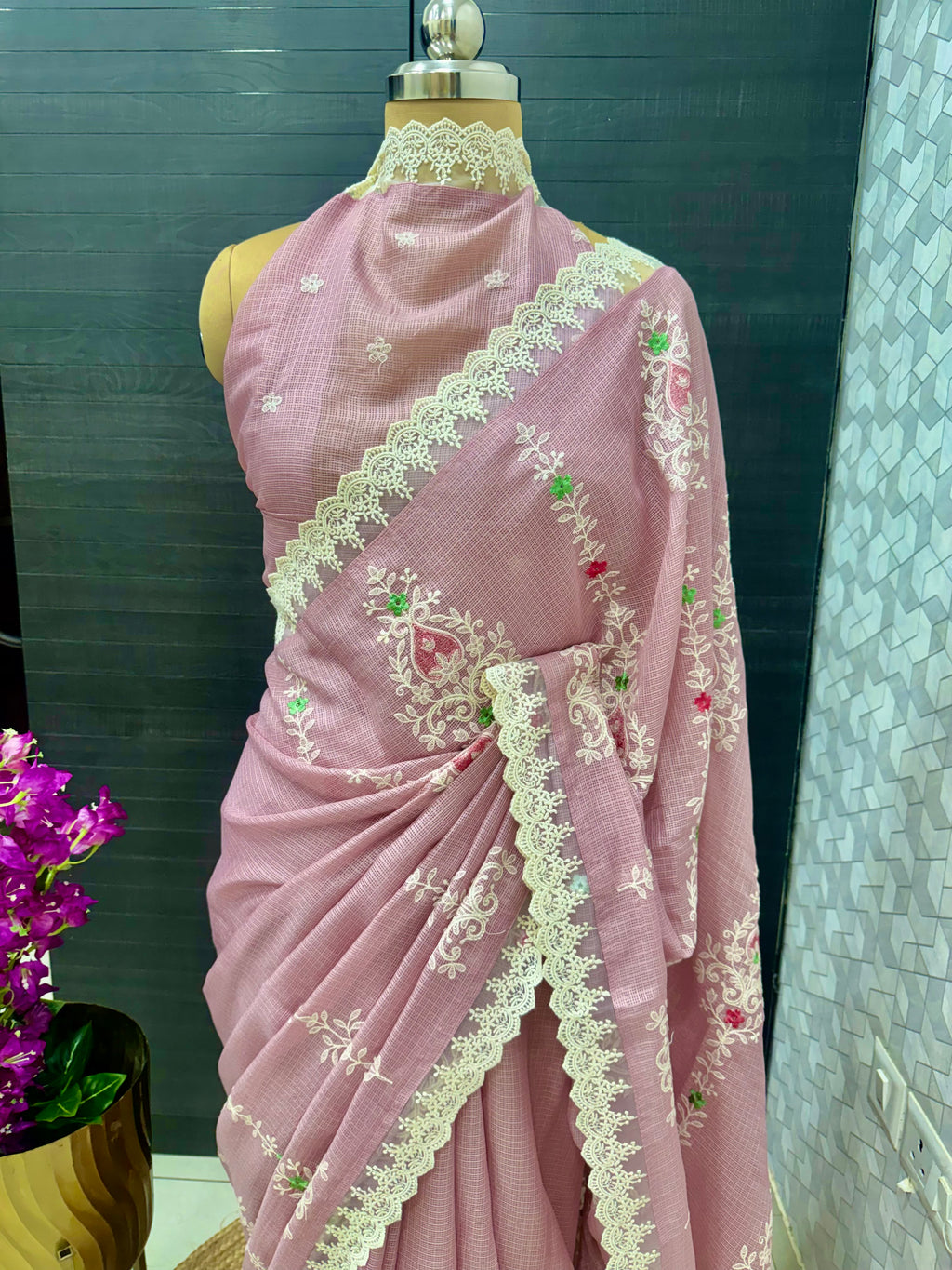 Kota hand embroidery saree