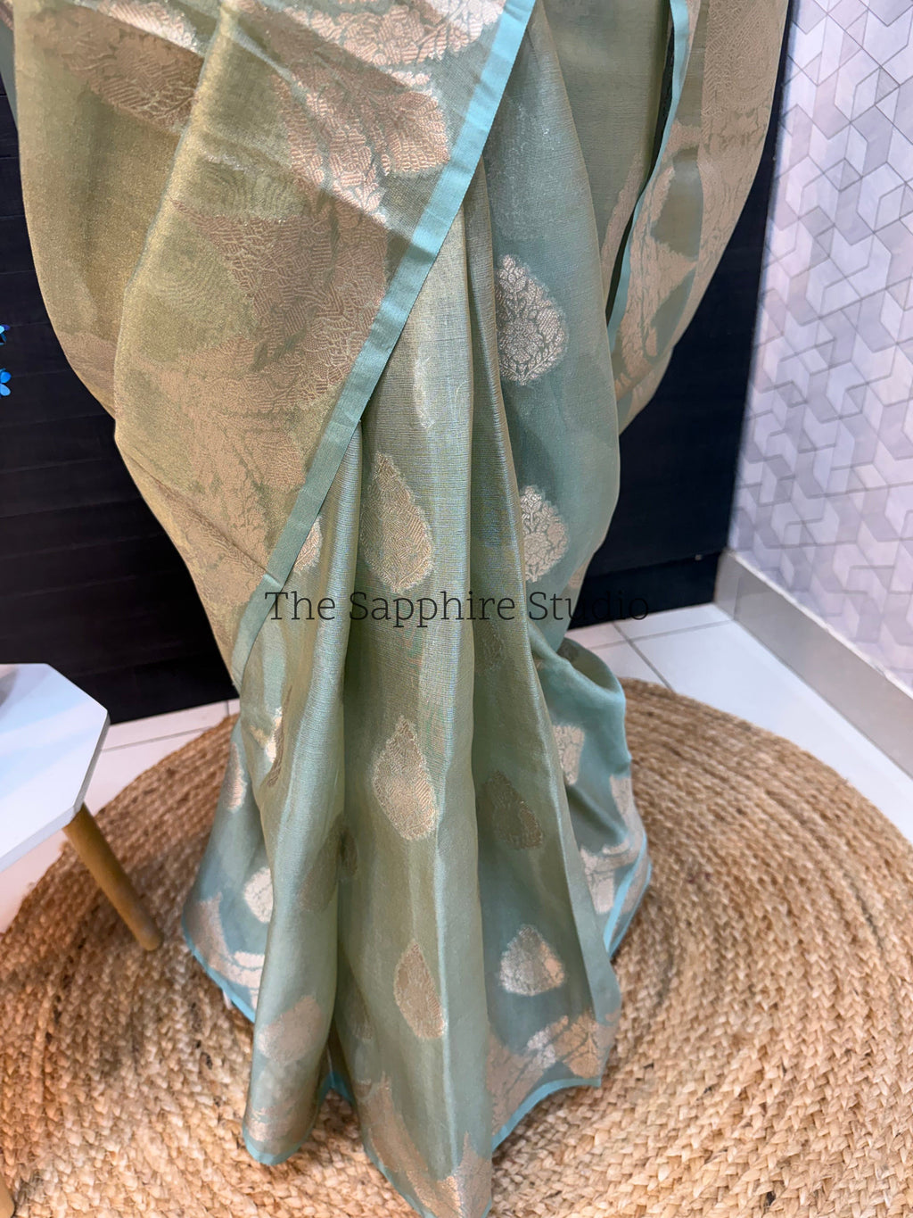 Banarasi Tissue Saree - Sea Green