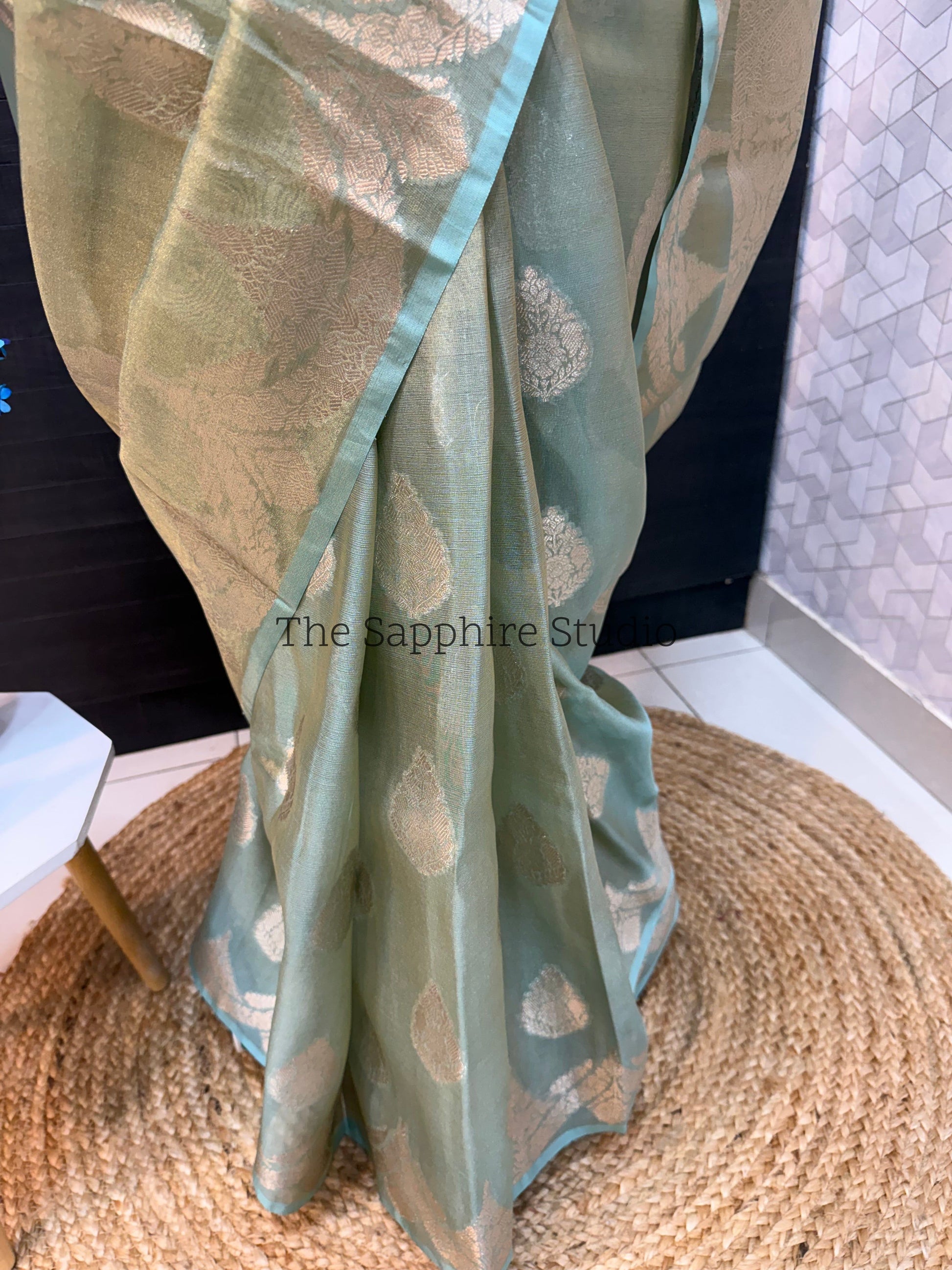 Banarasi Tissue Saree - Sea Green