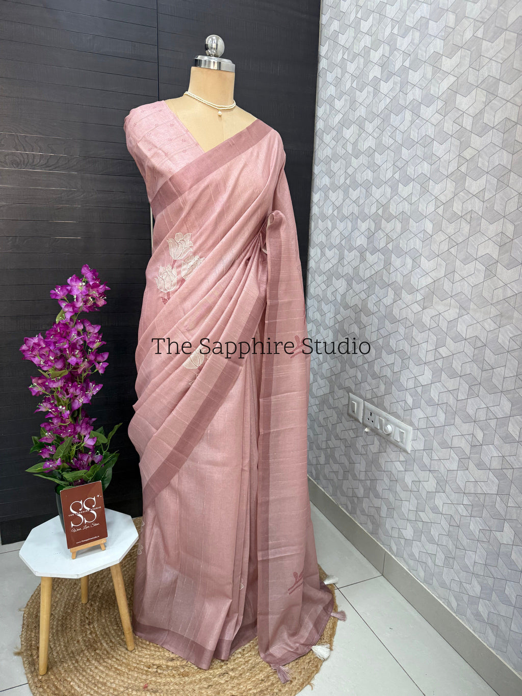 Blush Mist Tissue Linen Saree