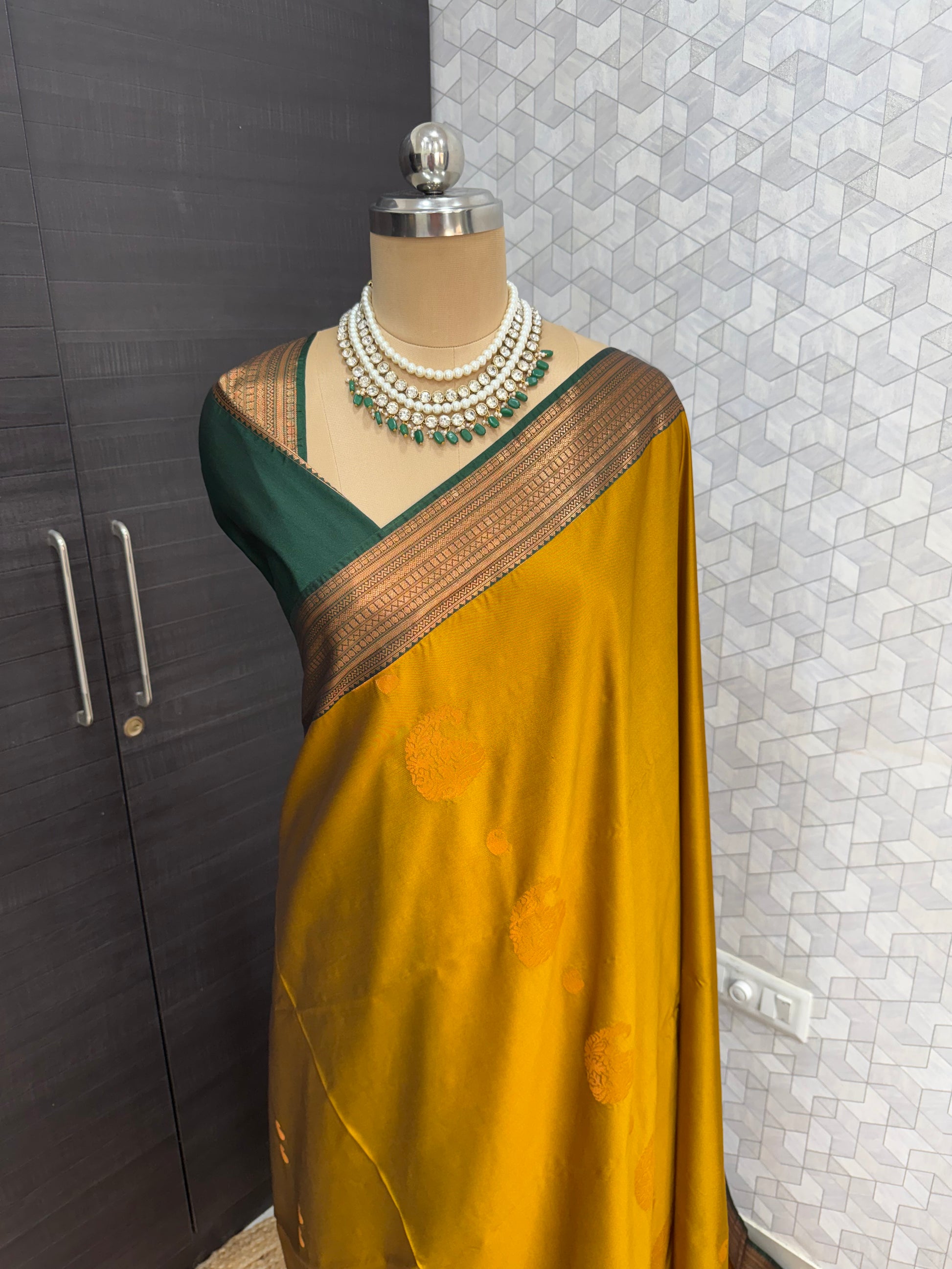 Mustard Yellow with Deep Green Border